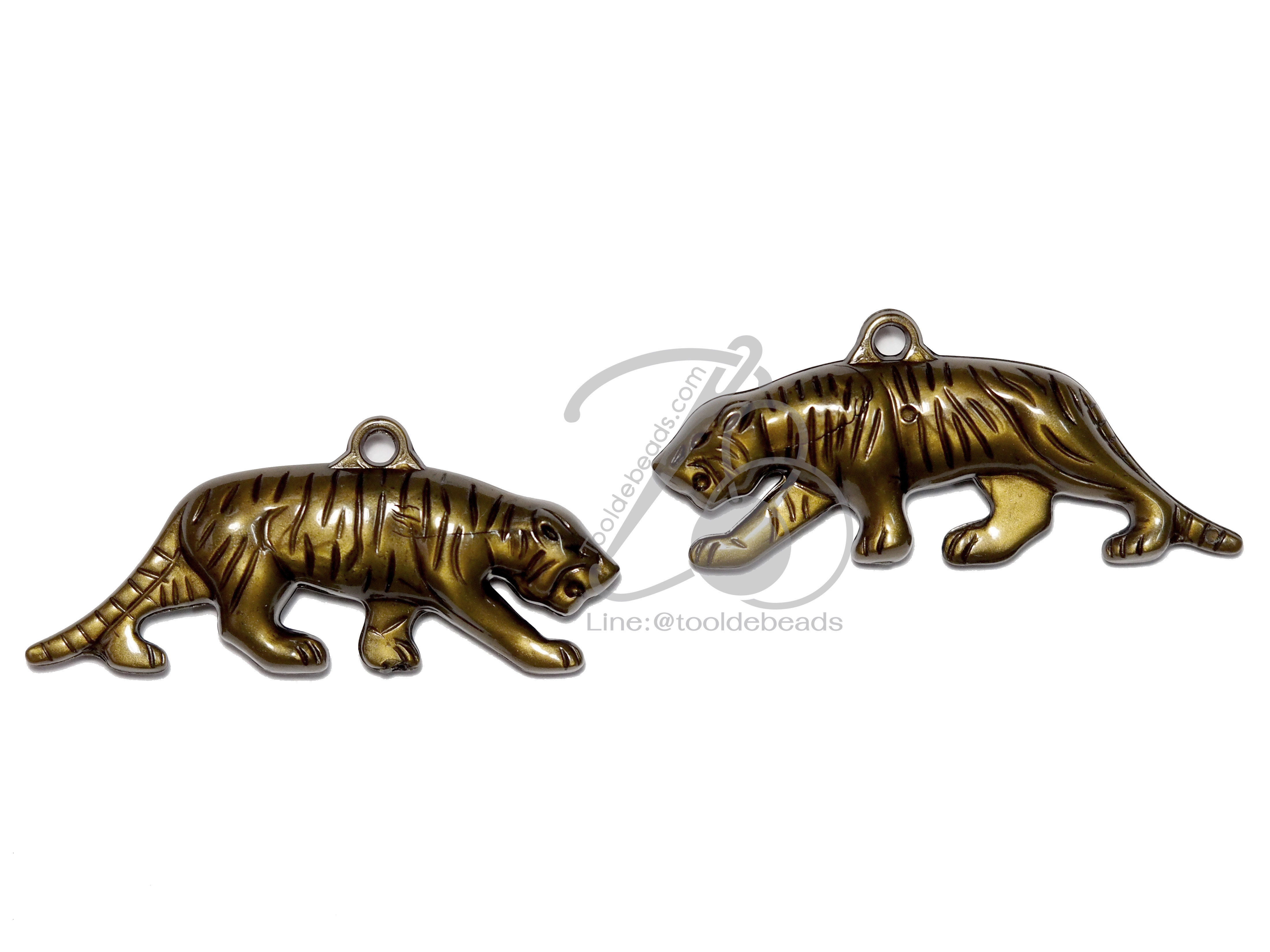 จี้อะคริลิค 69*23มม. ลายเสือ สีสนิม (100 กรัม) SKU-05924