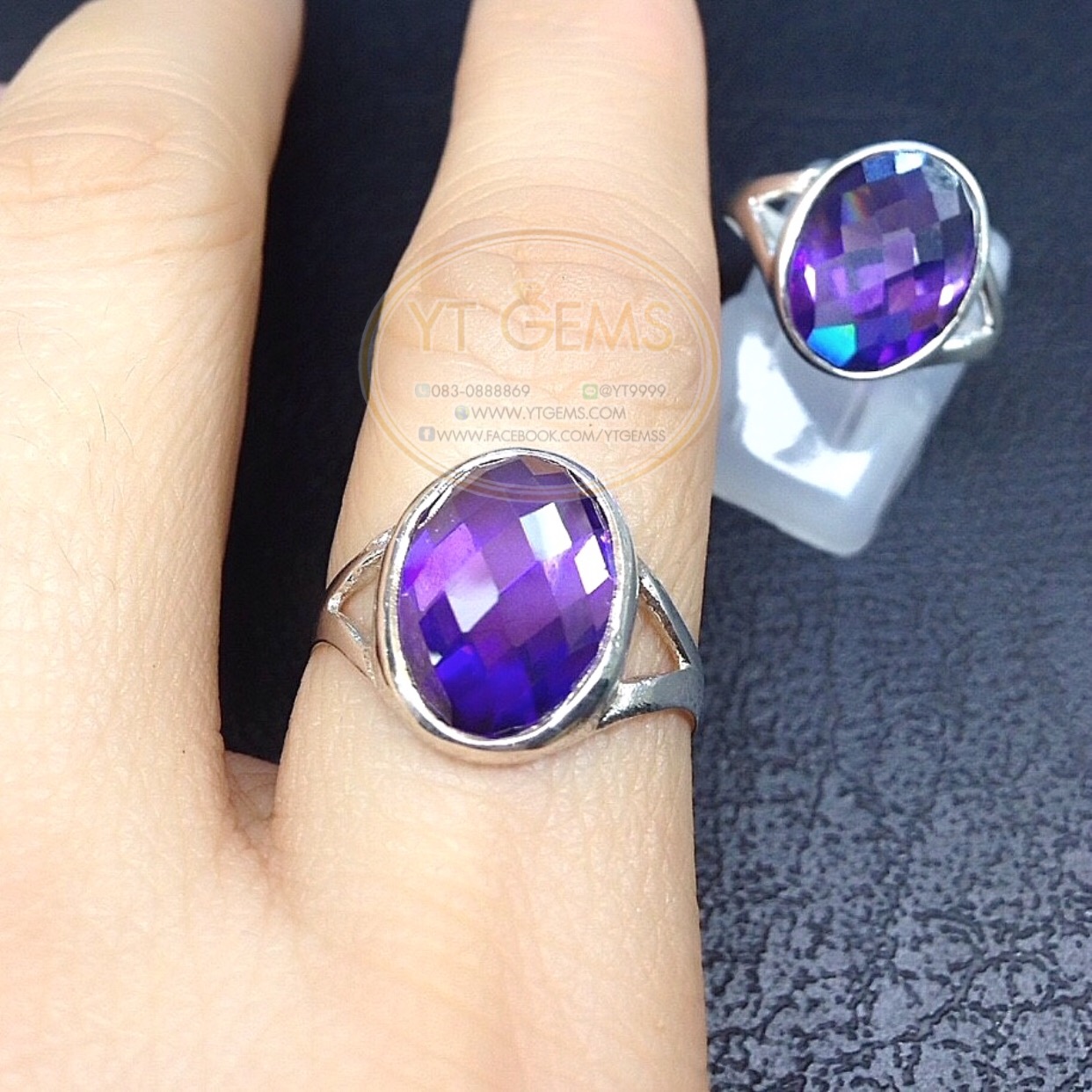 แหวนอเมทิสต์ แหวนเงินแท้92.5% พลอยอเมทิสต์(cz) YTG-5187 YTGEMS
