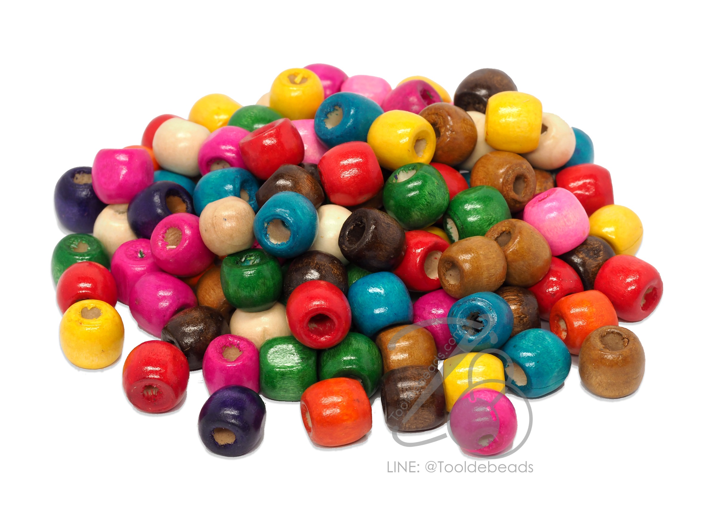 ลูกปัดไม้ 12มม. ทรงโอ่ง (100 กรัม) SKU-08563