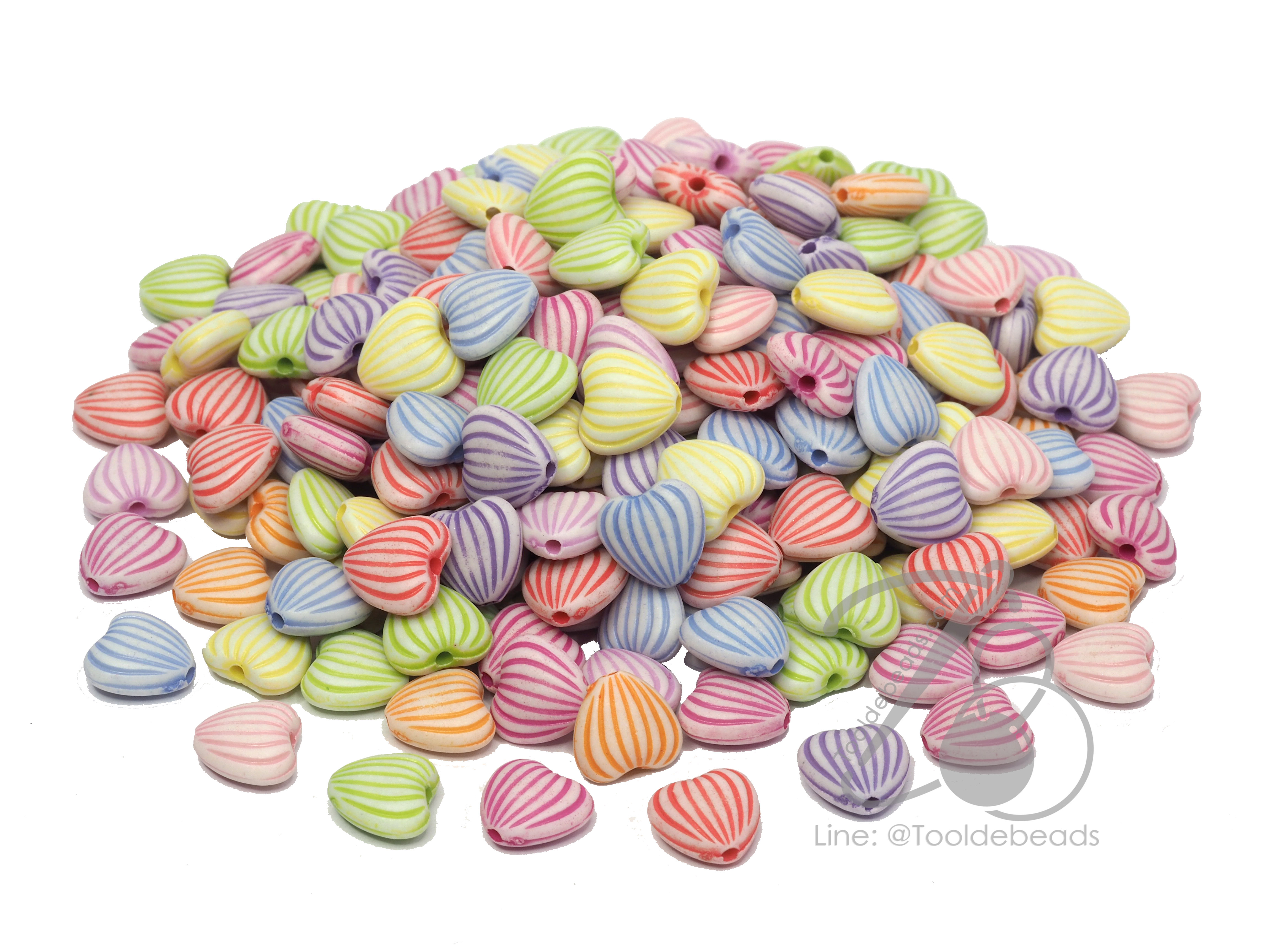 ลูกปัดแฟนซี 10มม. ลายหัวใจ (500 กรัม) SKU-03157