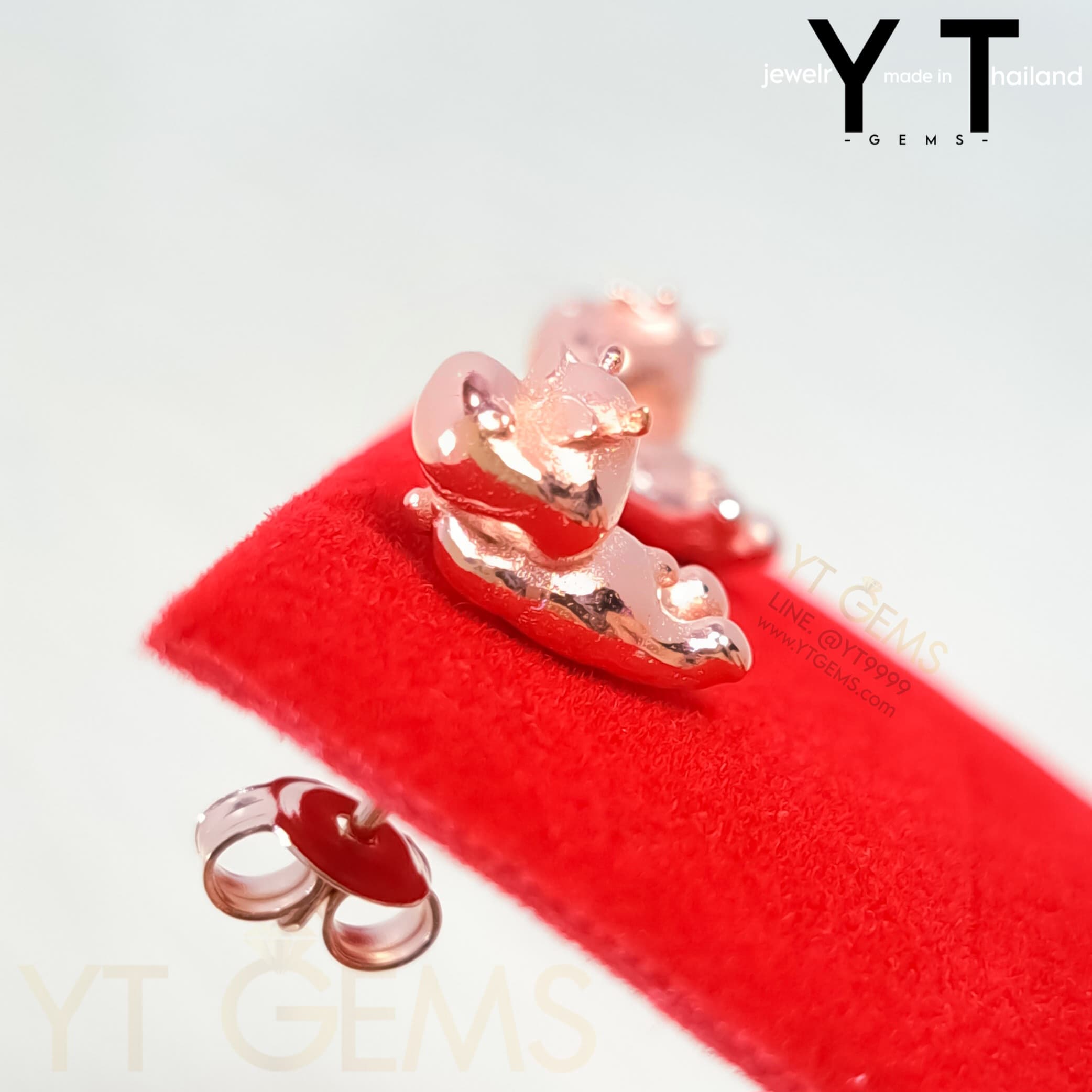 ต่างหู ฮิปโป baby hippo ใส่แว่นกวนๆ ก้นน่าตี ต่างหู ชุบพิ้งค์โกลด์ YTG-11960 YTGEMS