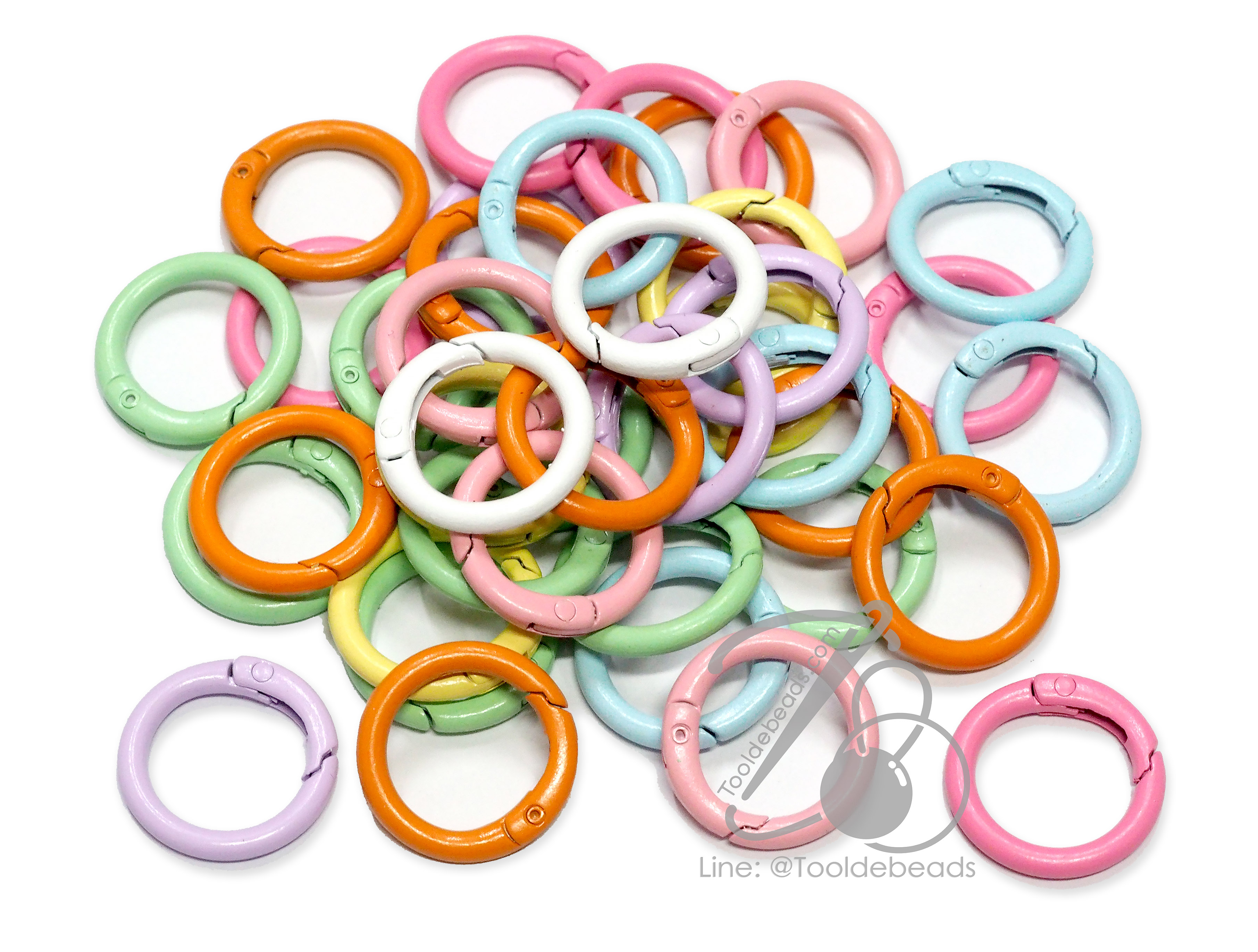 พวงกุญแจ เหล็กกลม 23มม. คละสีพาสเทล เนื้อด้าน (10 ชิ้น) SKU-16761