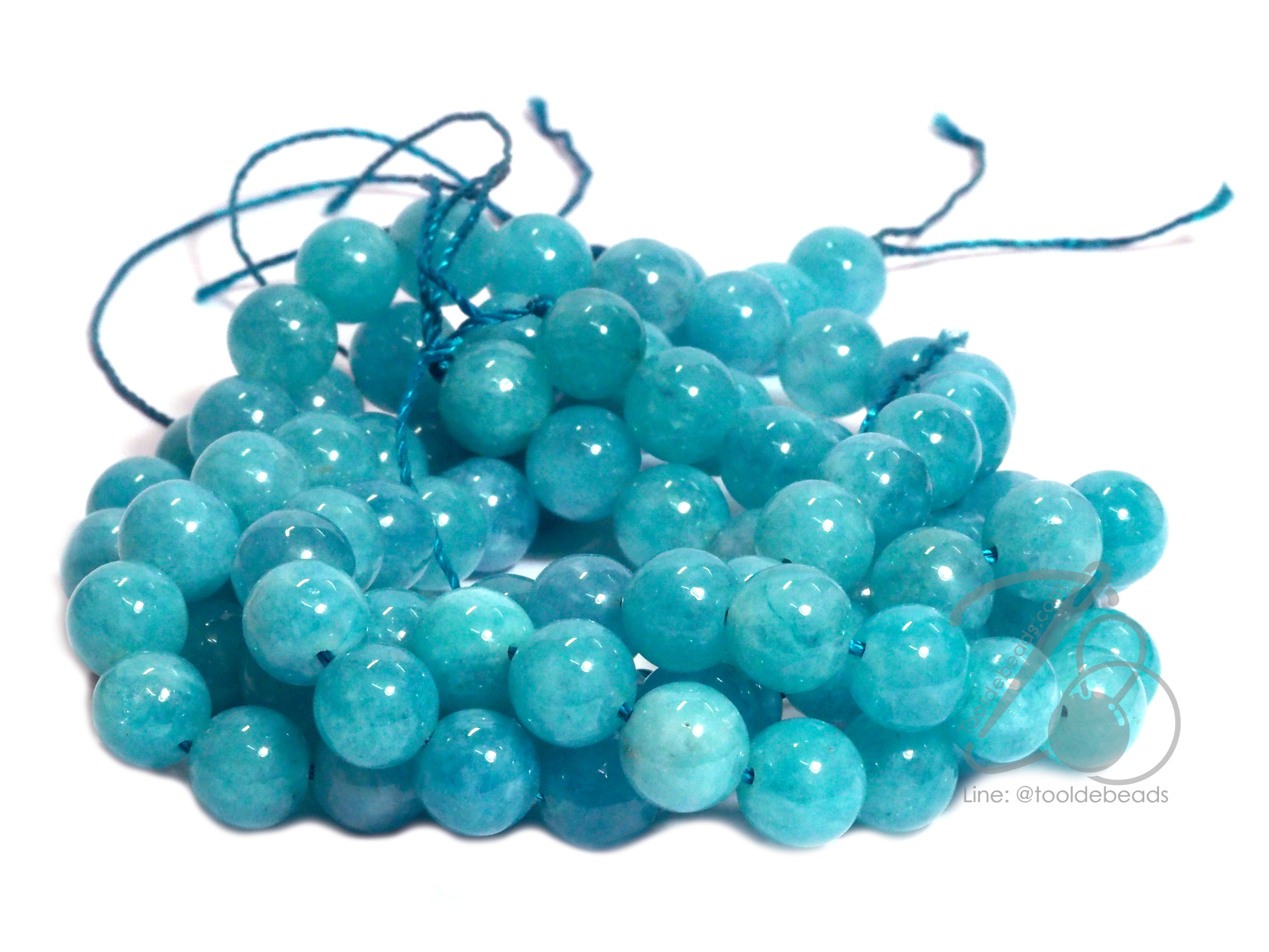 หิน aquamarine เกรดดี 8มม. (47 เม็ด) SKU-00969