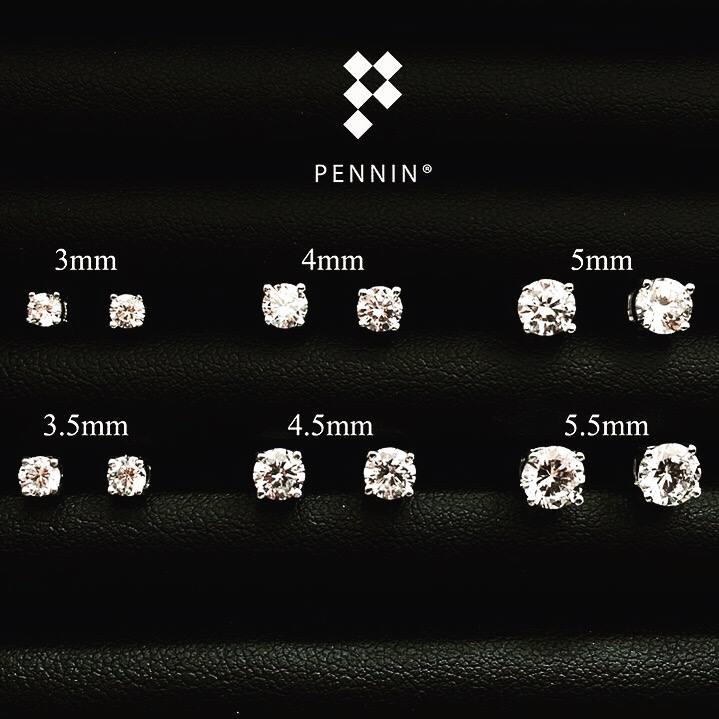 ต่างหูเพชรสวิส CZ เกรด Top 6A ขนาด 3mm-8mm เงินแท้ 925 ชุบทองคำขาว 4เตย สวยวิ้งทัดเทียมเพชรแท้