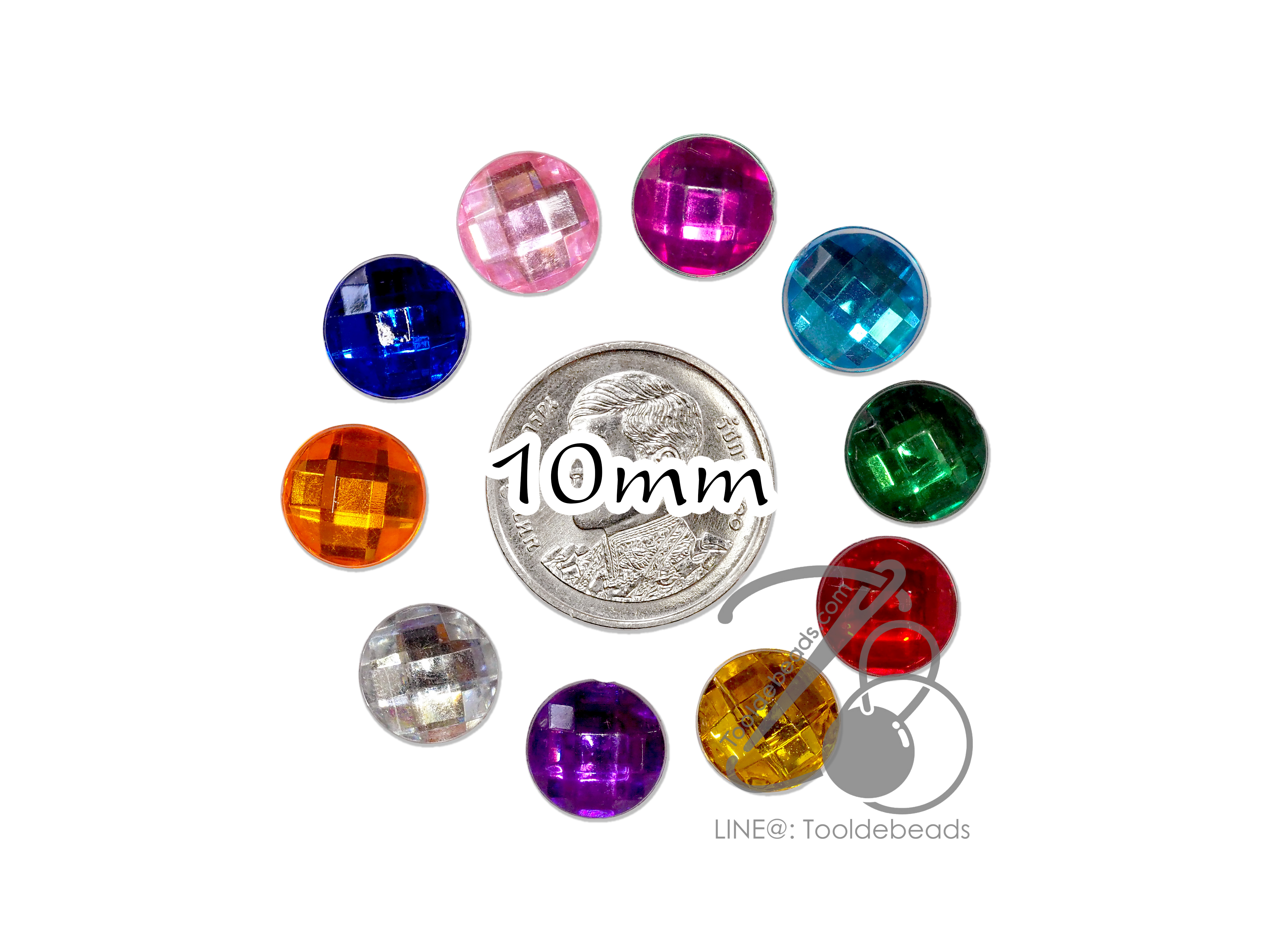 เพชรครึ่งซีก 10มม. ทรงกลม (100 ชิ้น) SKU-10047