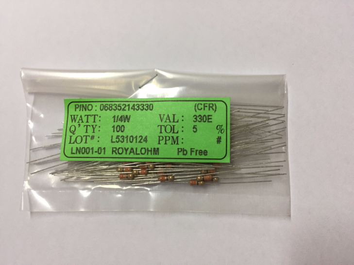 100x Resistor 330 Ohm 1/4 Watt 5% Cabon Resistor