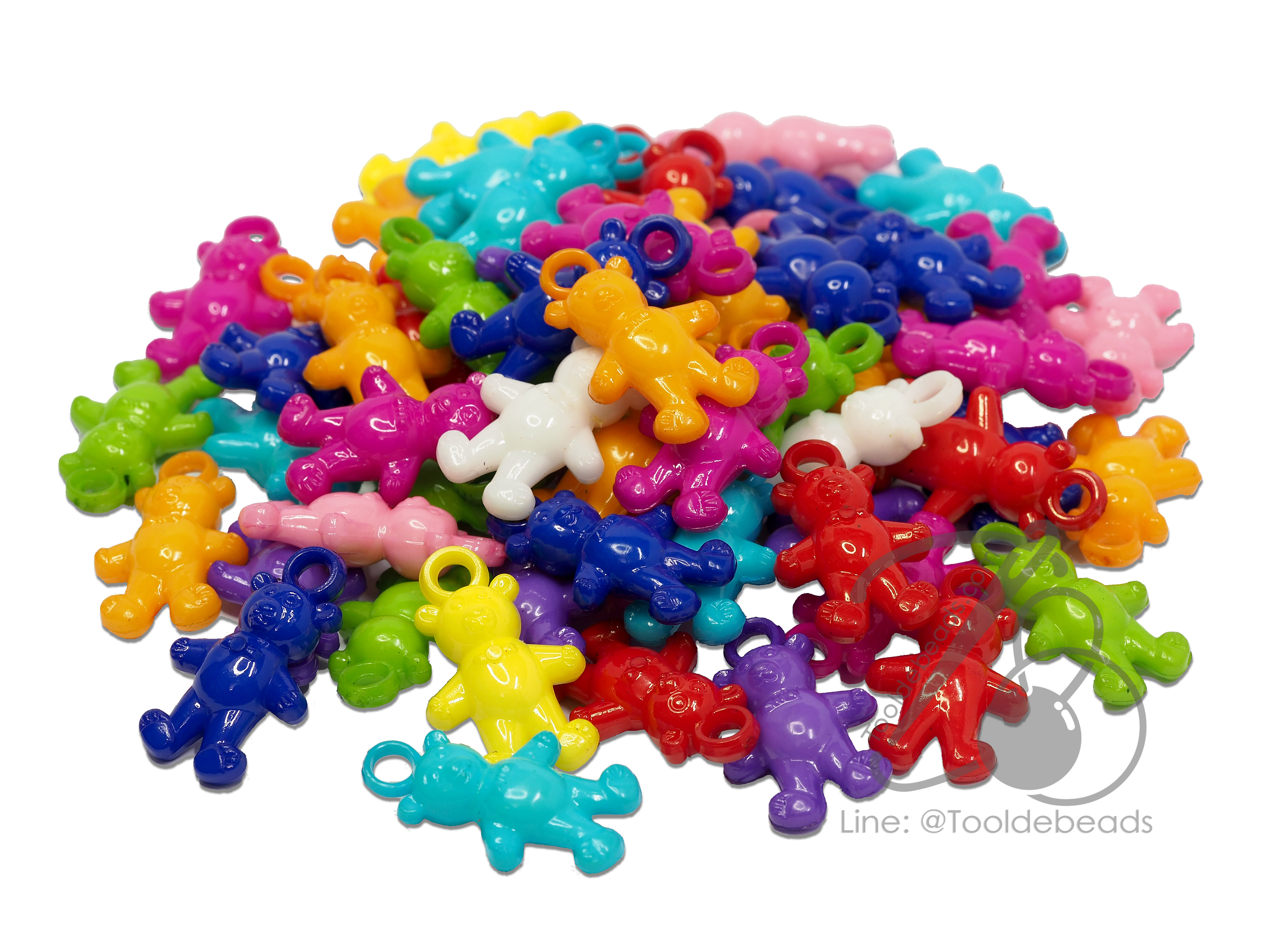 จี้อะคริลิค 10*25มม. ลายหมียืน สีสด (500 กรัม) SKU-07590