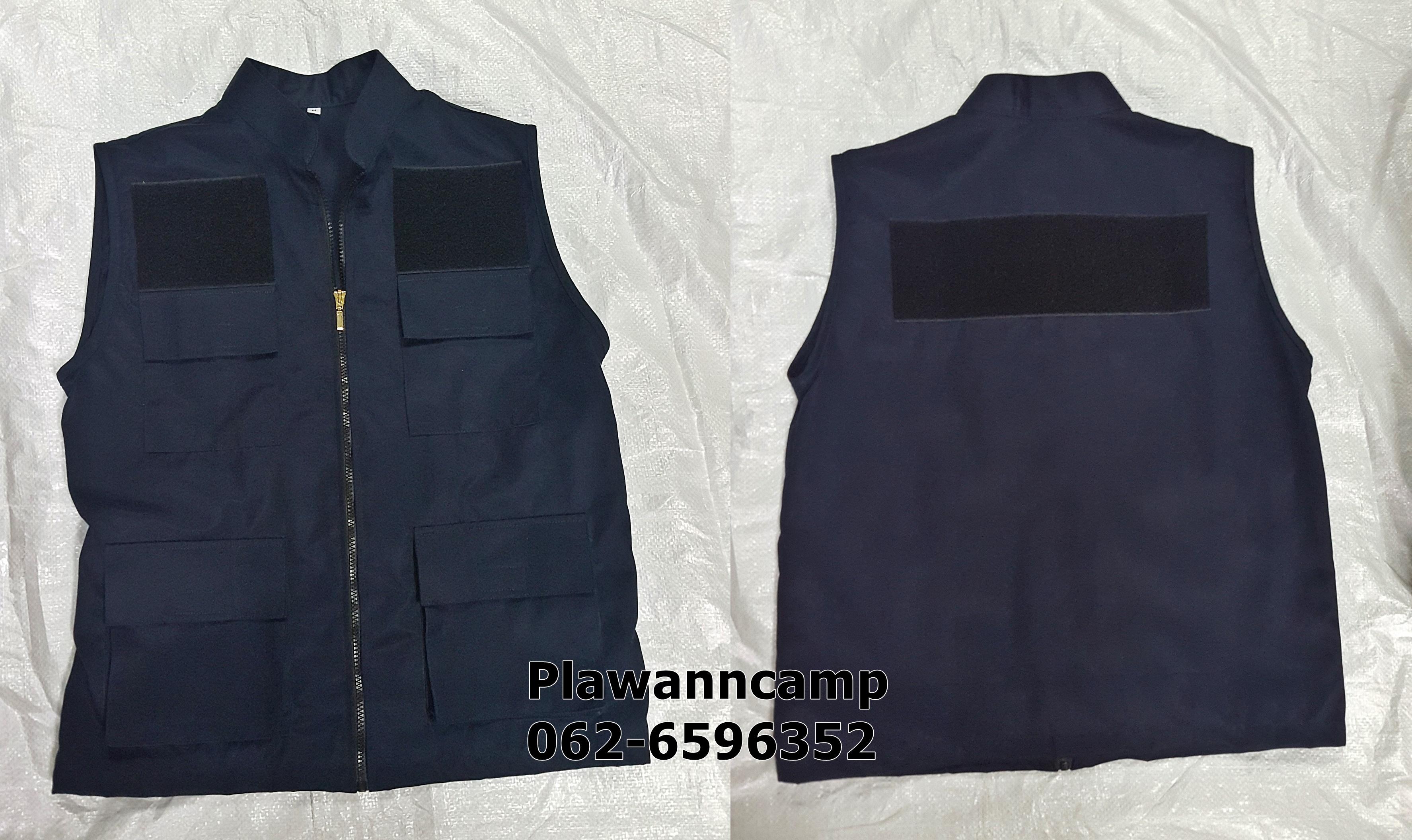 เสื้อกั๊กสี่กระเป๋า สีกรมท่า ติดตีนตุ๊กแก