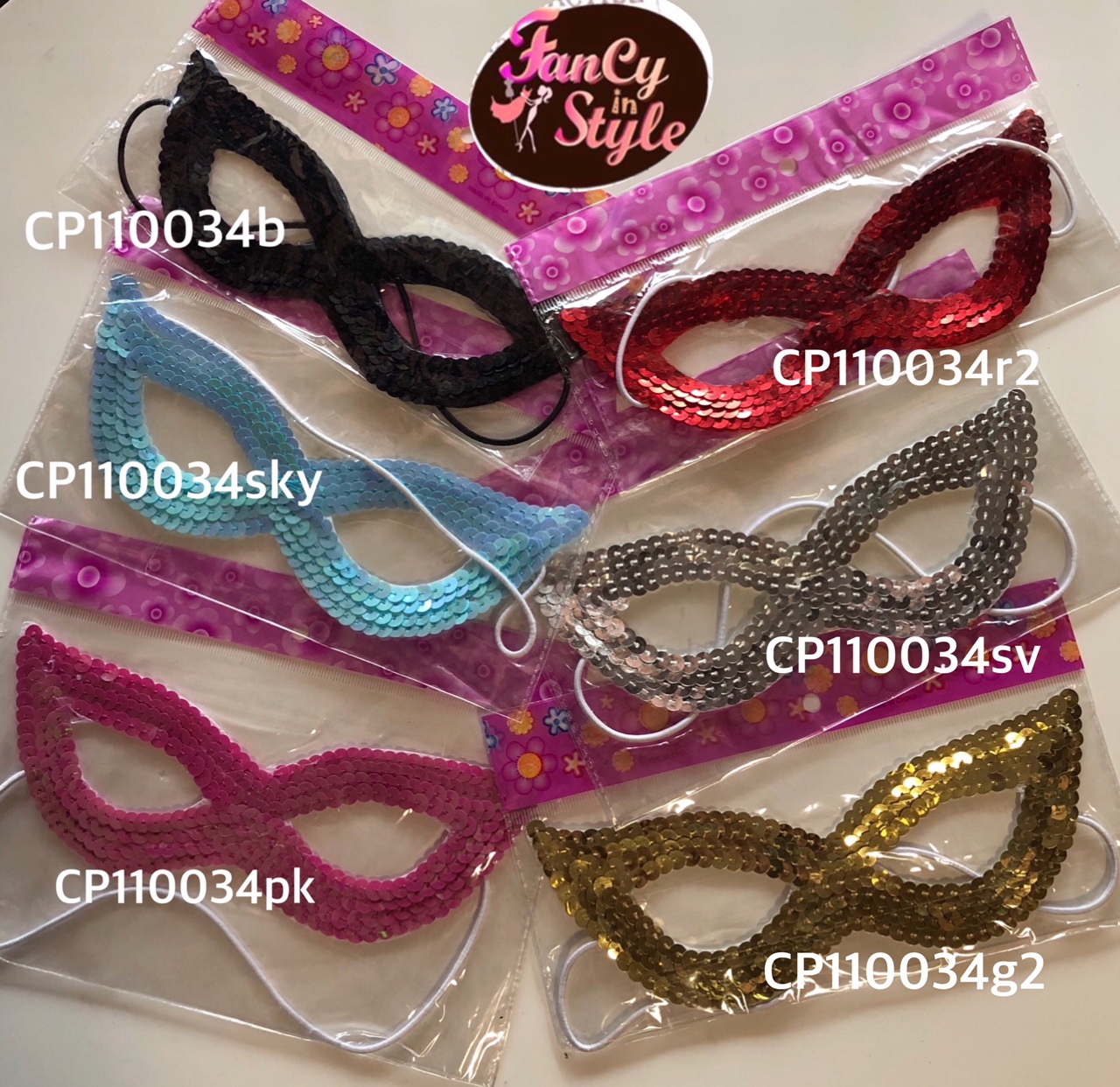 Fancy Mask หน้ากากแฟนซีแต่งเลื่อมแบบบางสีเงิน