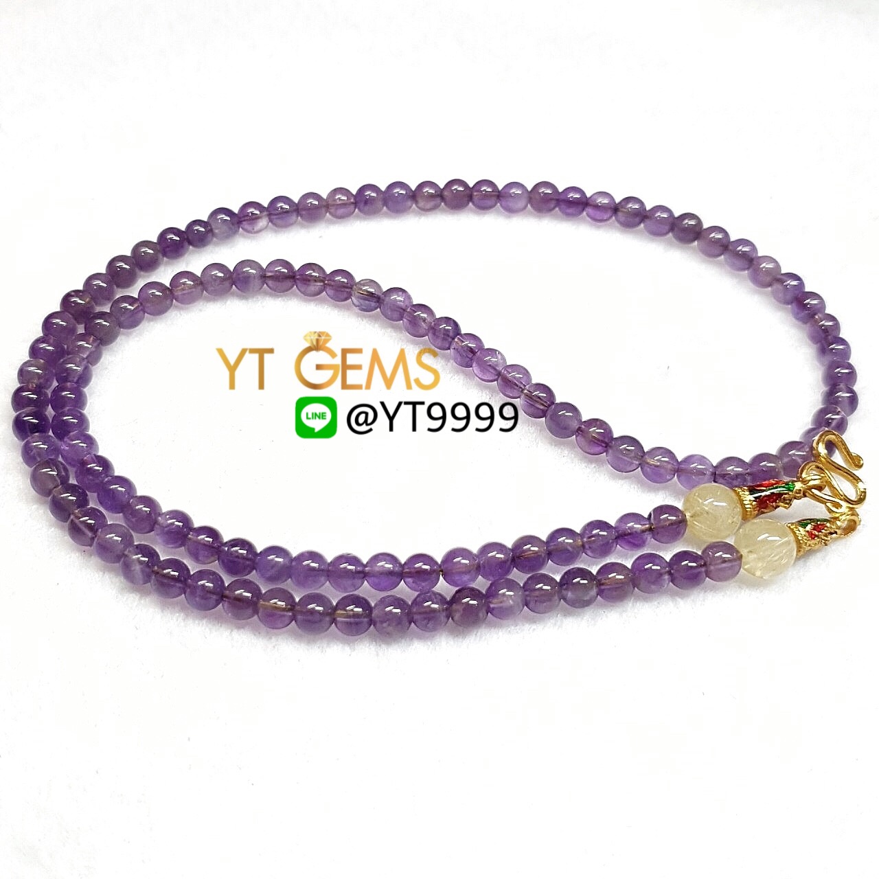 สร้อยคอหินมงคล อเมทิสต์แท้ ยาว 52 เซนติเมตร ขนาด 4.5 มิลลิเมตร YTG-7144 YTGEMS