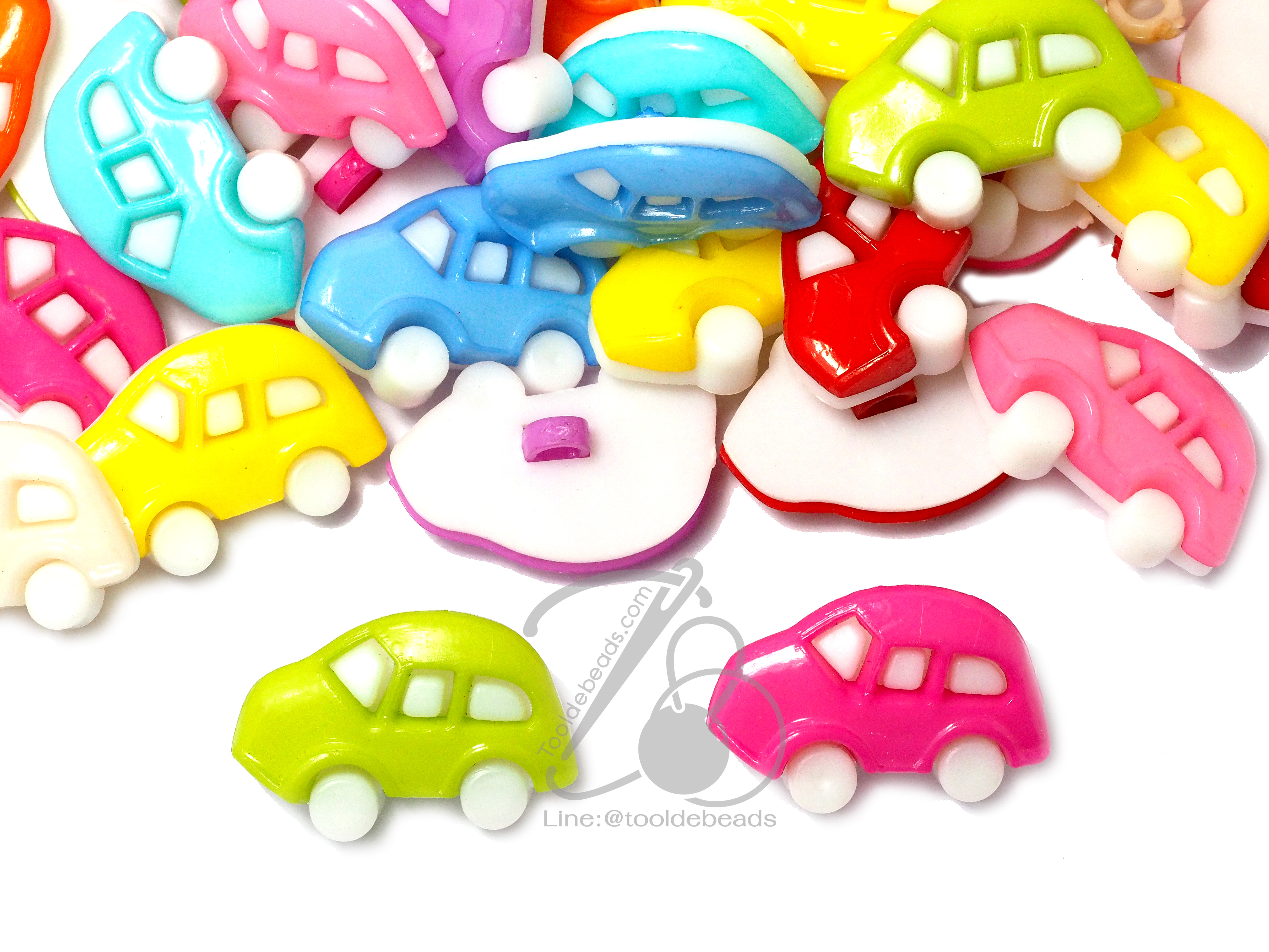 กระดุม 13มม. ลายรถเล็ก (10 เม็ด) SKU-04165