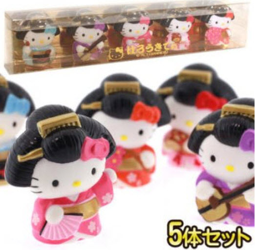 โมเดลคิตตี้แต่งชุดเกอิชา 5 ตัว ขนาด 2.25 นิ้ว