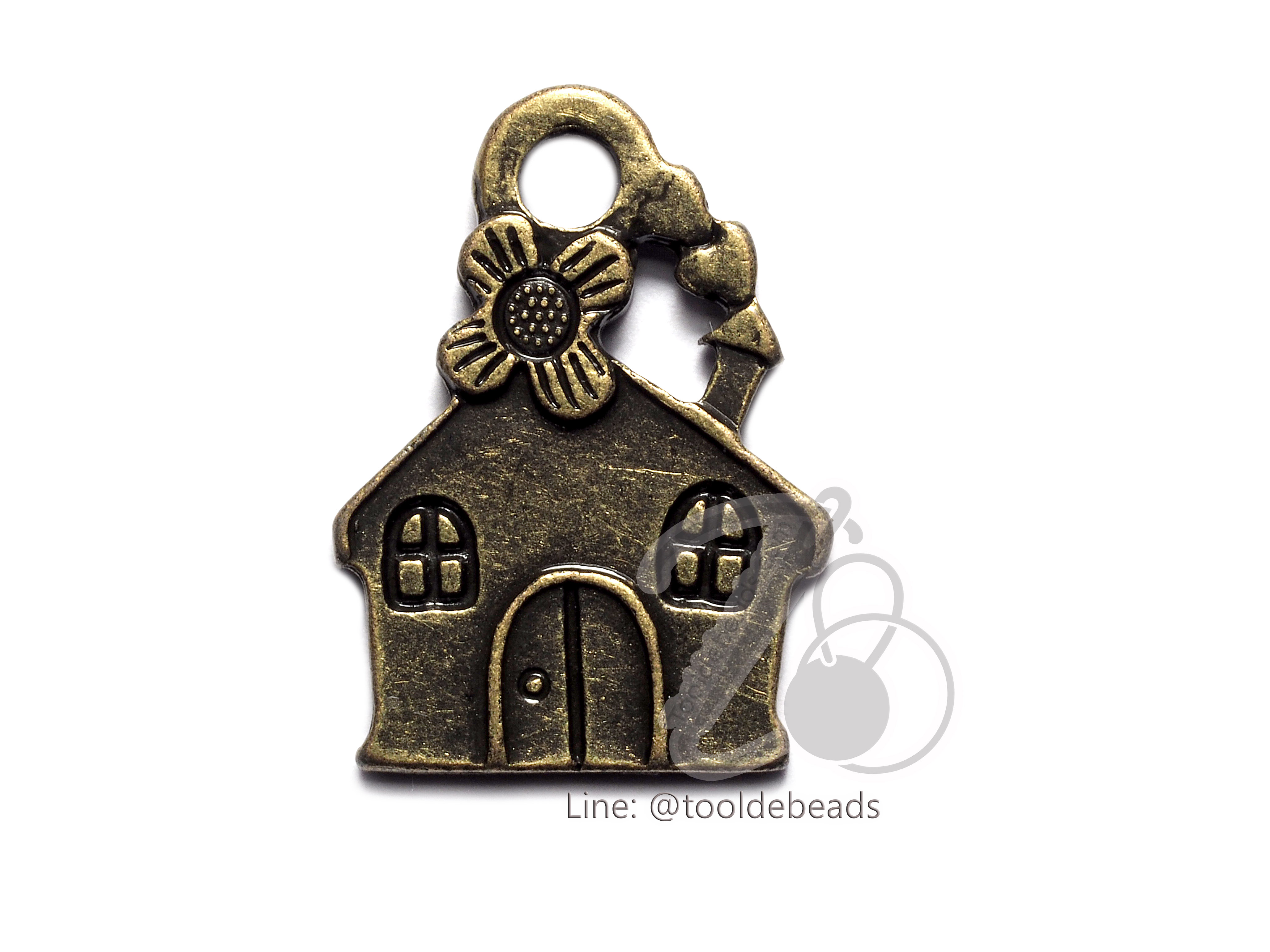 จี้เหล็ก 339 15*21มม. ลายบ้าน สีสนิม (1 ชิ้น) SKU-00810