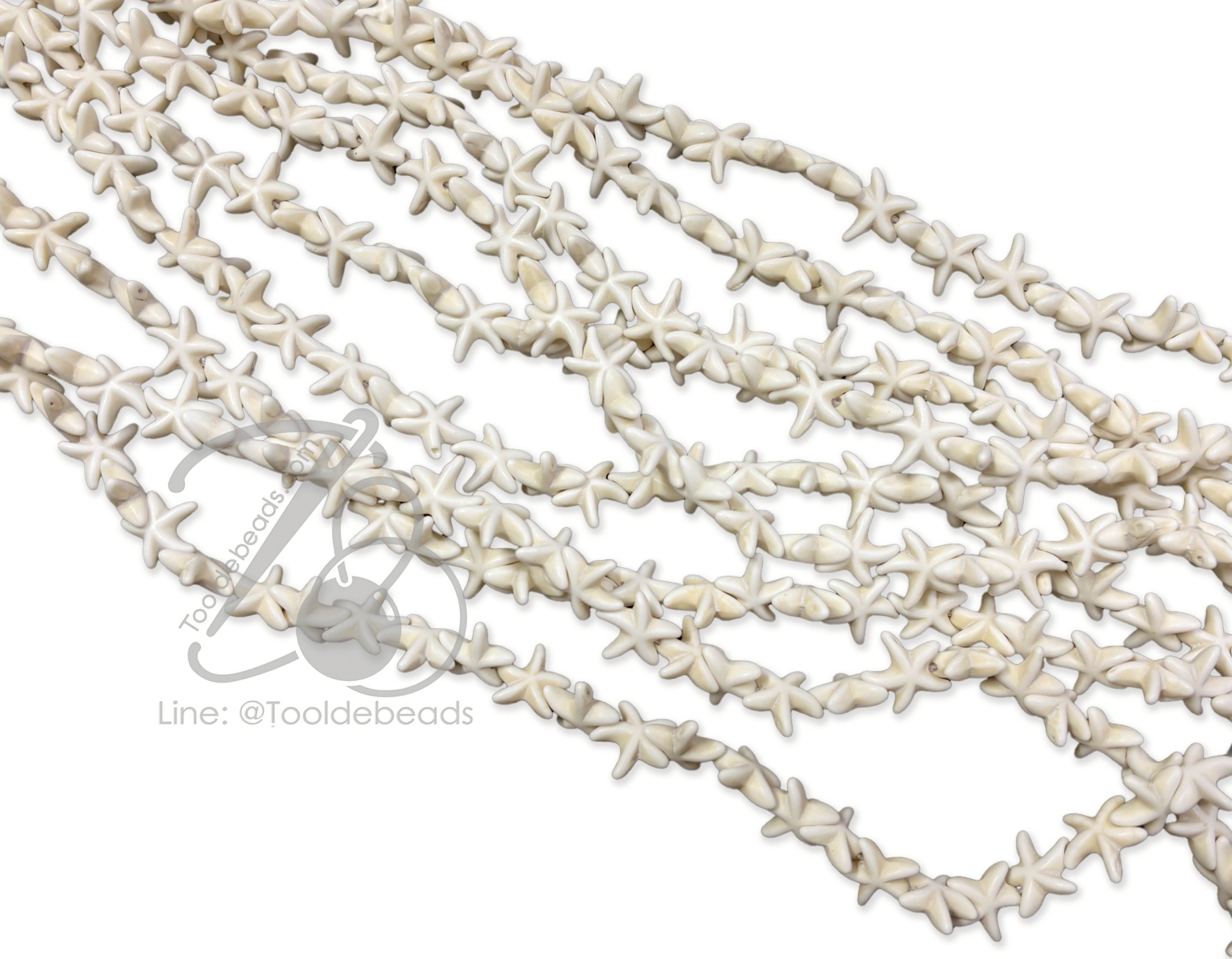 ลูกปัดหินสี 15*14มม. ลายปลาดาว สีขาว (1 เส้น) SKU-18093