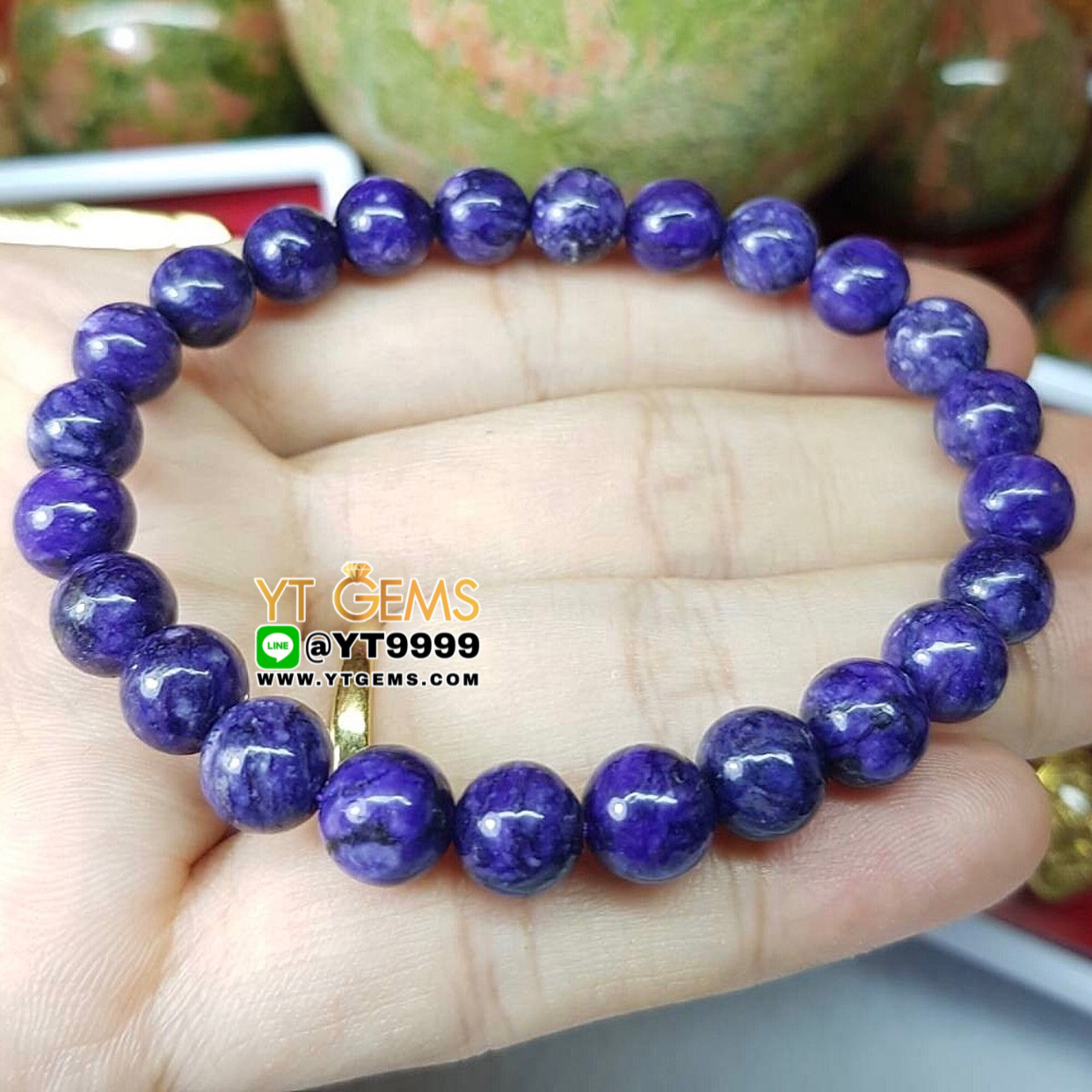 สร้อยข้อมือชารอยต์ หินชารอยต์แท้ ขนาดหิน 8 mm YTG-8645 YTGEMS