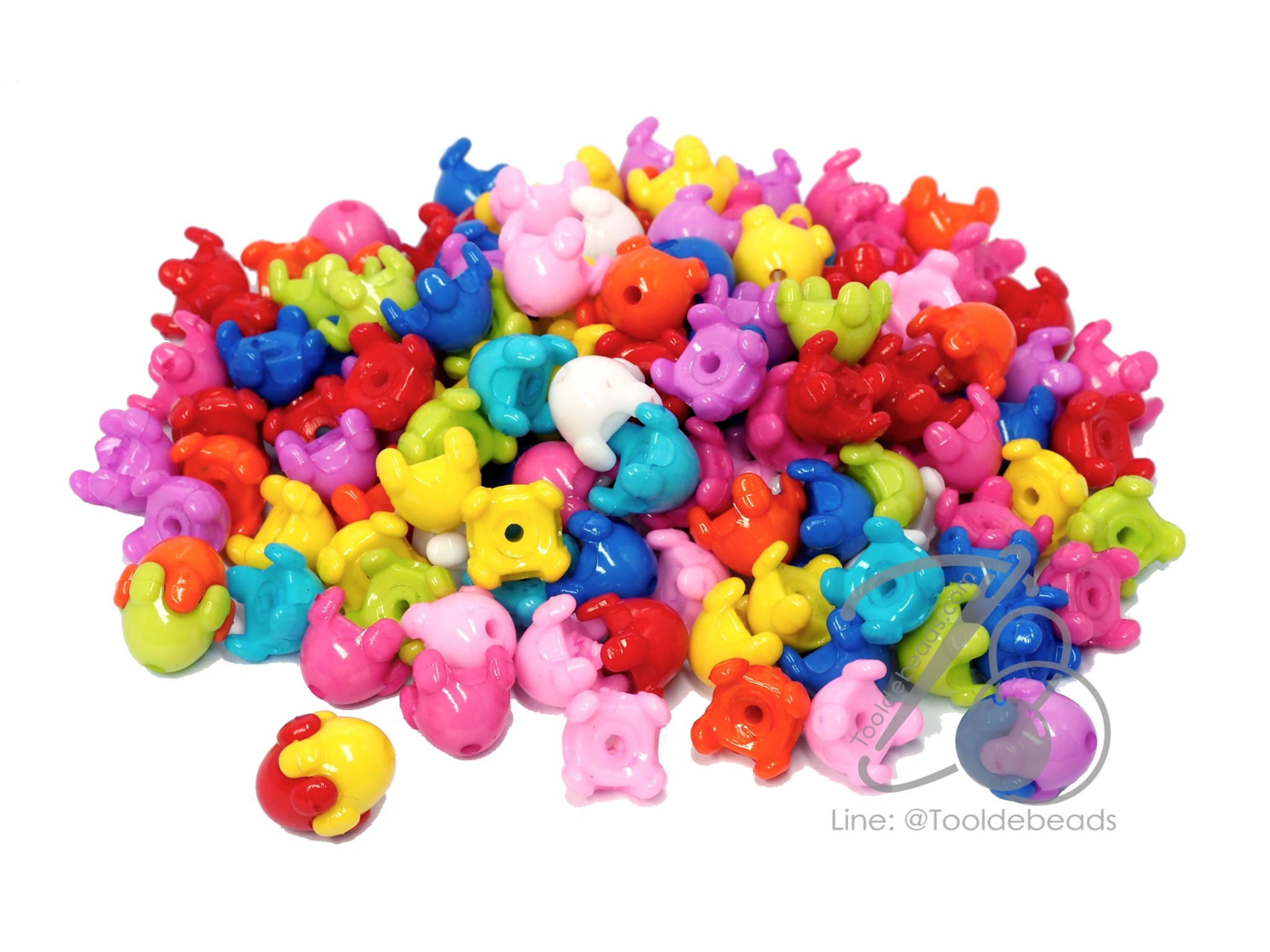 ลูกปัดอะคริลิค 14มม. ตัวประกบไข่กลม คละสีสด (500 กรัม) SKU-05269
