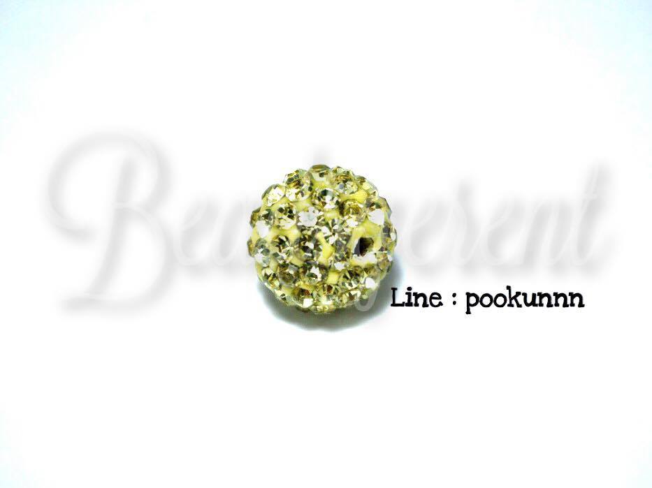 ลูกปัดฝังเพชร 12มม. สีเหลือง (1 ชิ้น) SKU-01587
