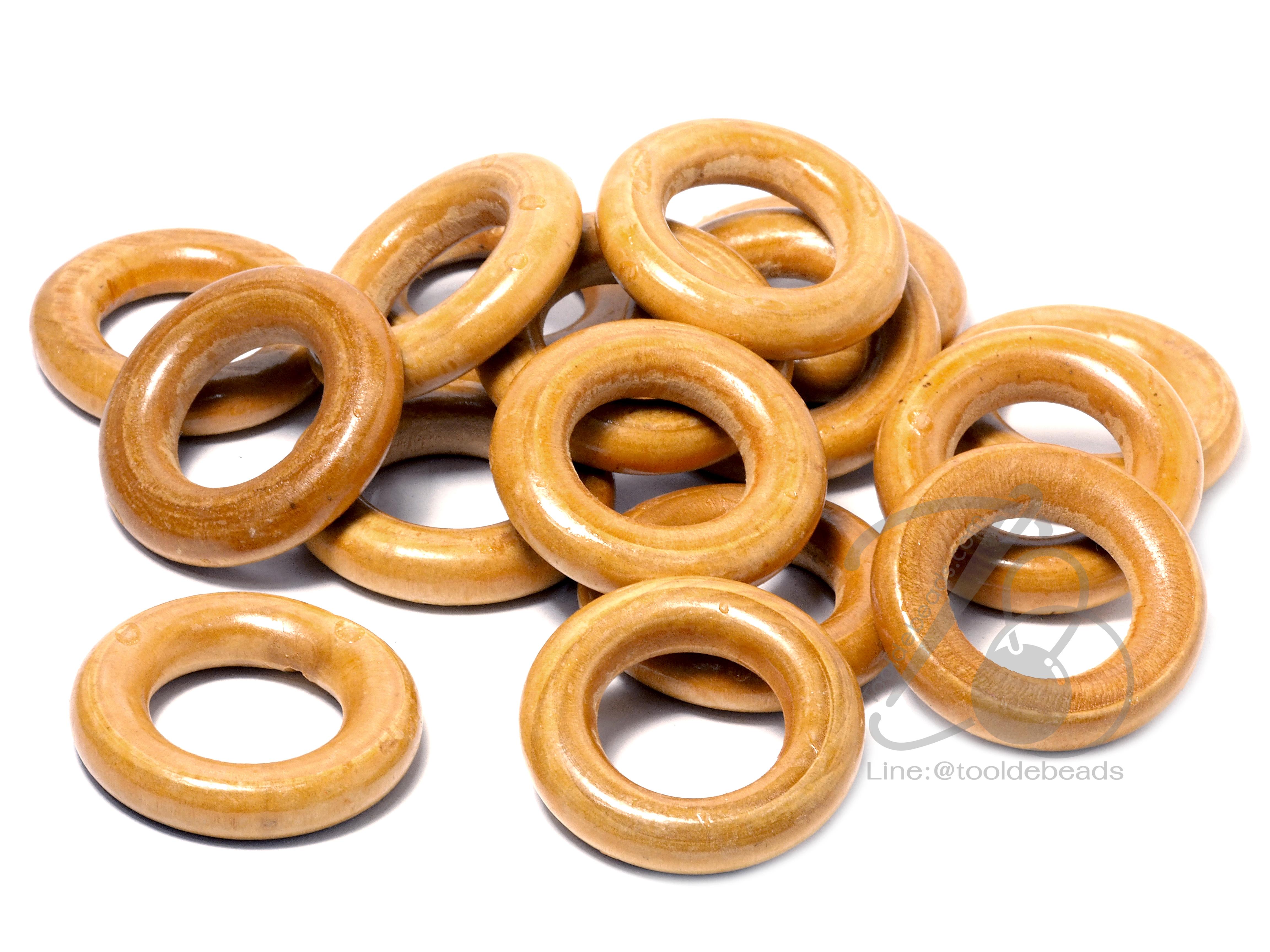 ลูกปัดไม้ 8*33มม. ห่วงกลม สีไม้ (80 กรัม) SKU-03744