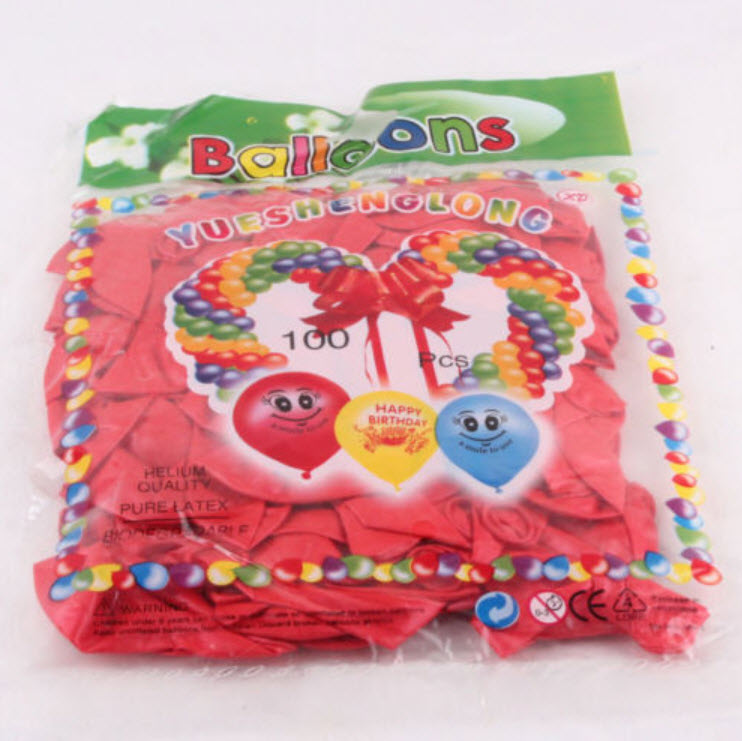 ลูกโป่งยาง ขนาด 10 นิ้ว สีแดงมุก / 100 ใบ