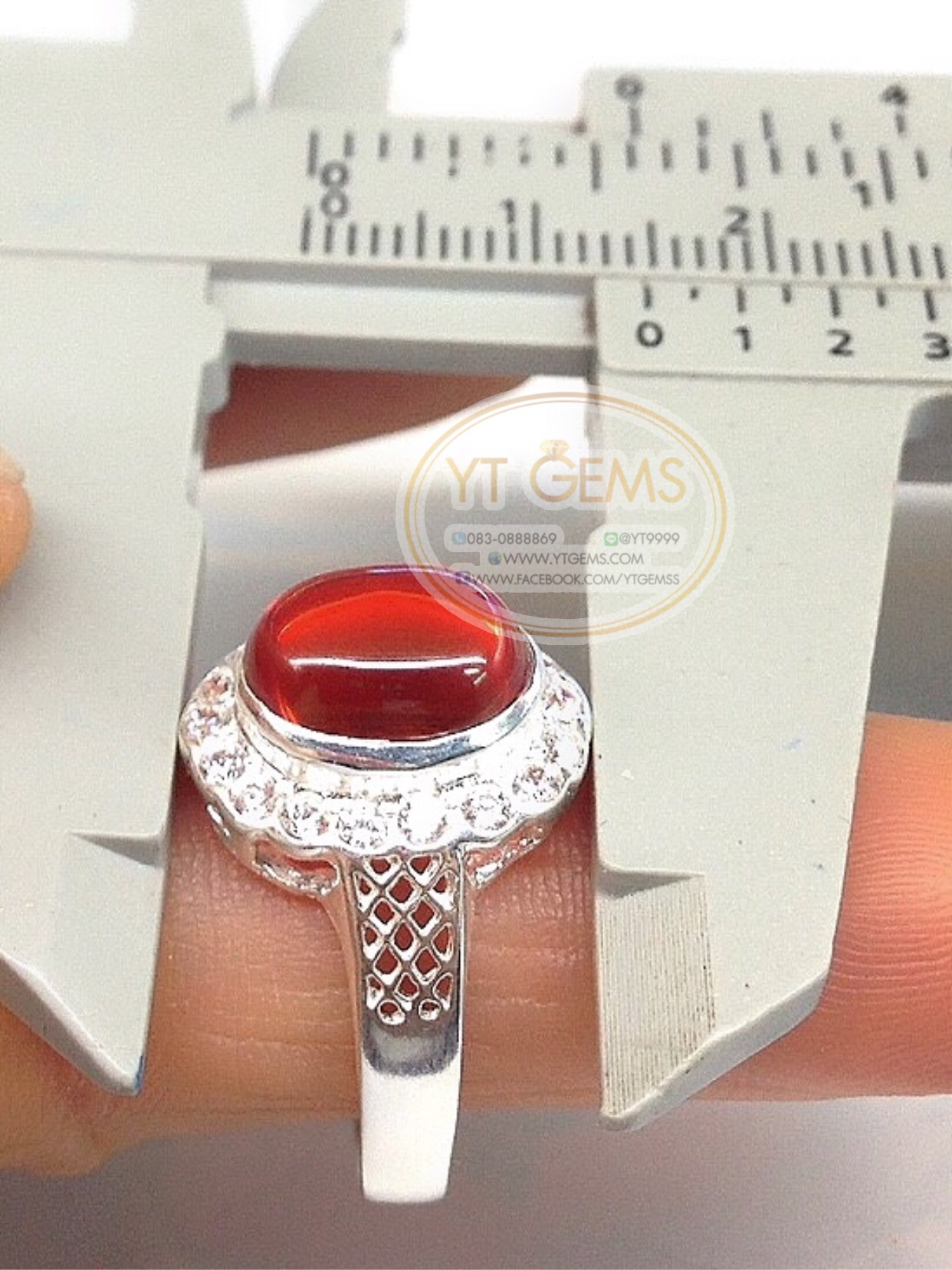 แหวนเงินแท้92.5% พลอยโกเมน(cz) ตกแต่งเพชรSwiss YTG-5640 YTGEMS
