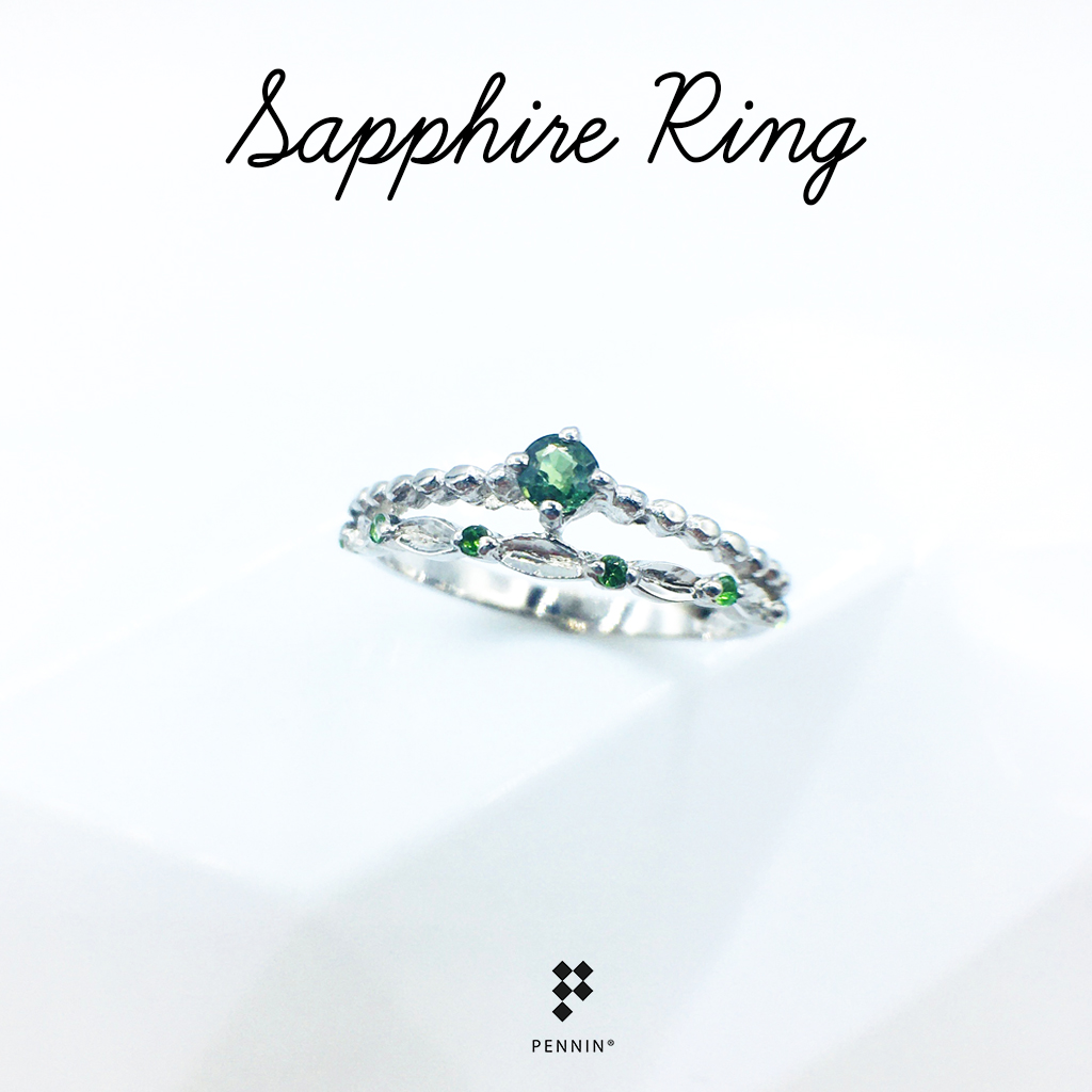 Little Miss Ring : แหวนเขียวส่องหรือมรกตจันท์ ดีไซน์มินิมอลน่ารัก พลอยแท้จันทบุรี เงินแท้ชุบทองขาว