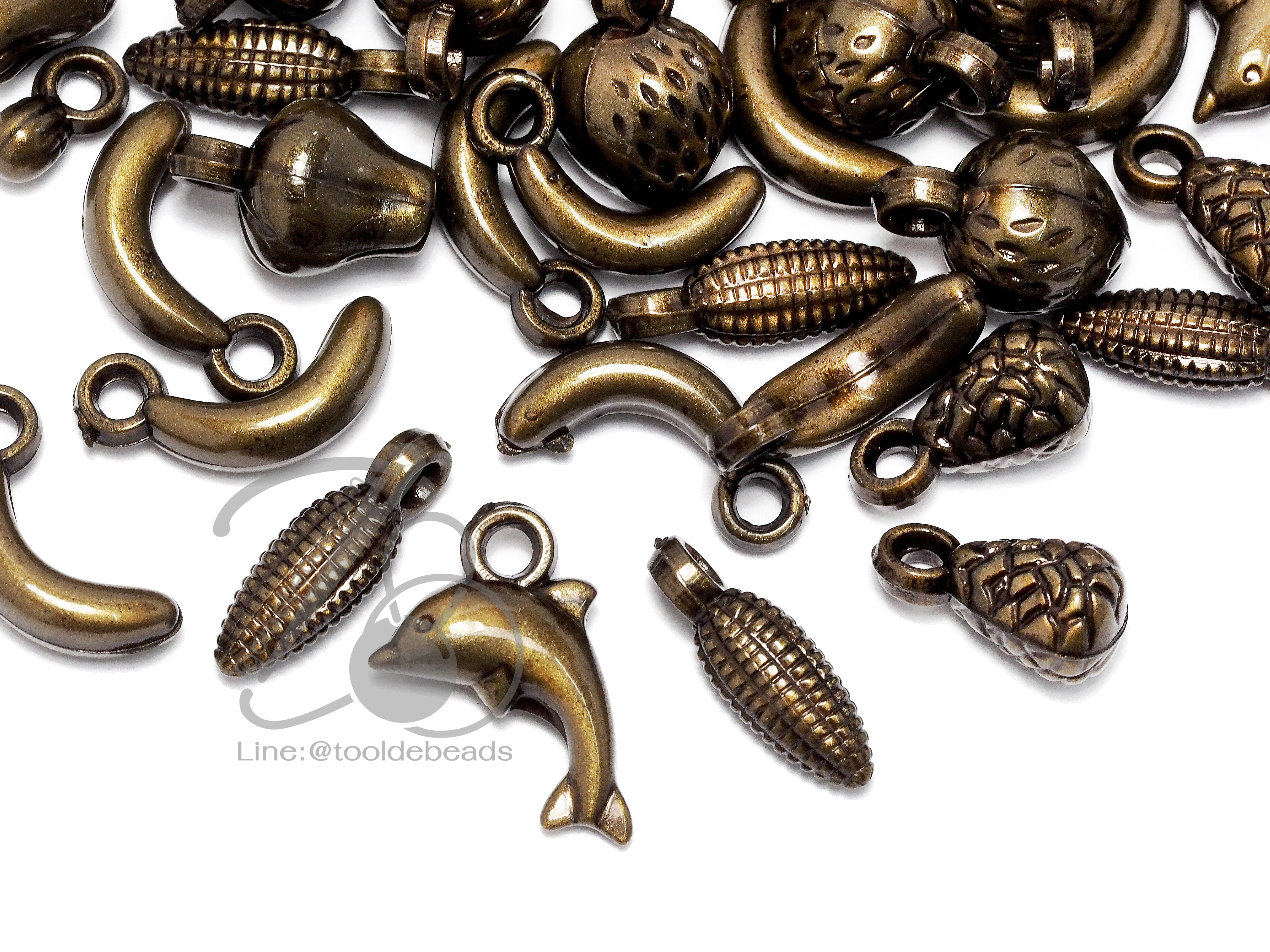 จี้อะคริลิค 8*14มม. คละลายผลไม้ สีสนิม (100 กรัม) SKU-03119