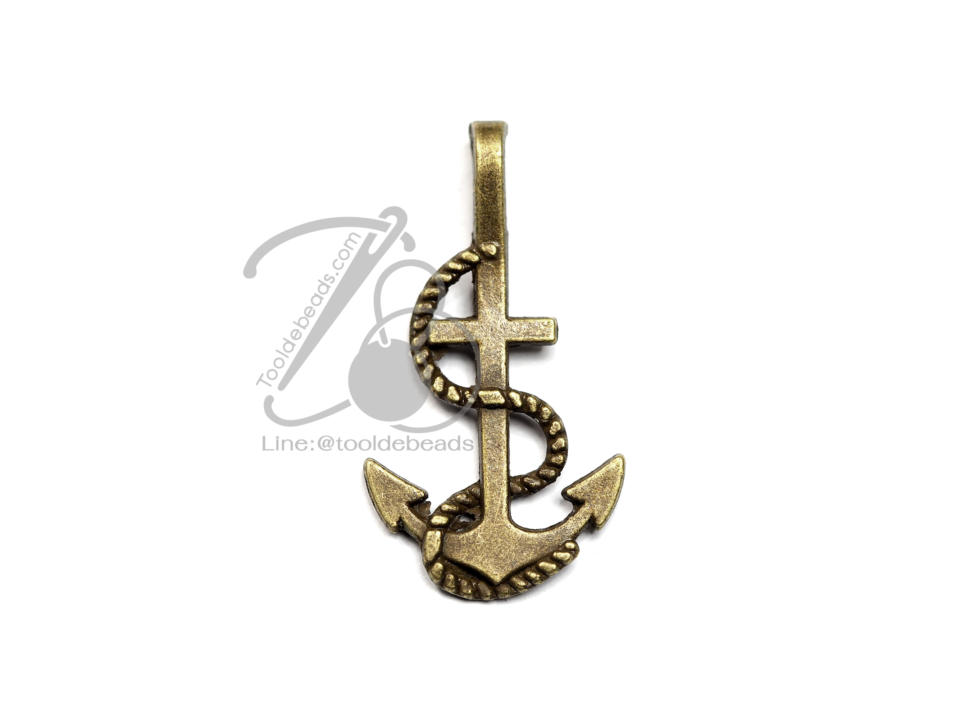 จี้เหล็ก 02 11*30มม. ลายสมอเรือพันเชือก สีสนิม (1 ชิ้น) SKU-00356