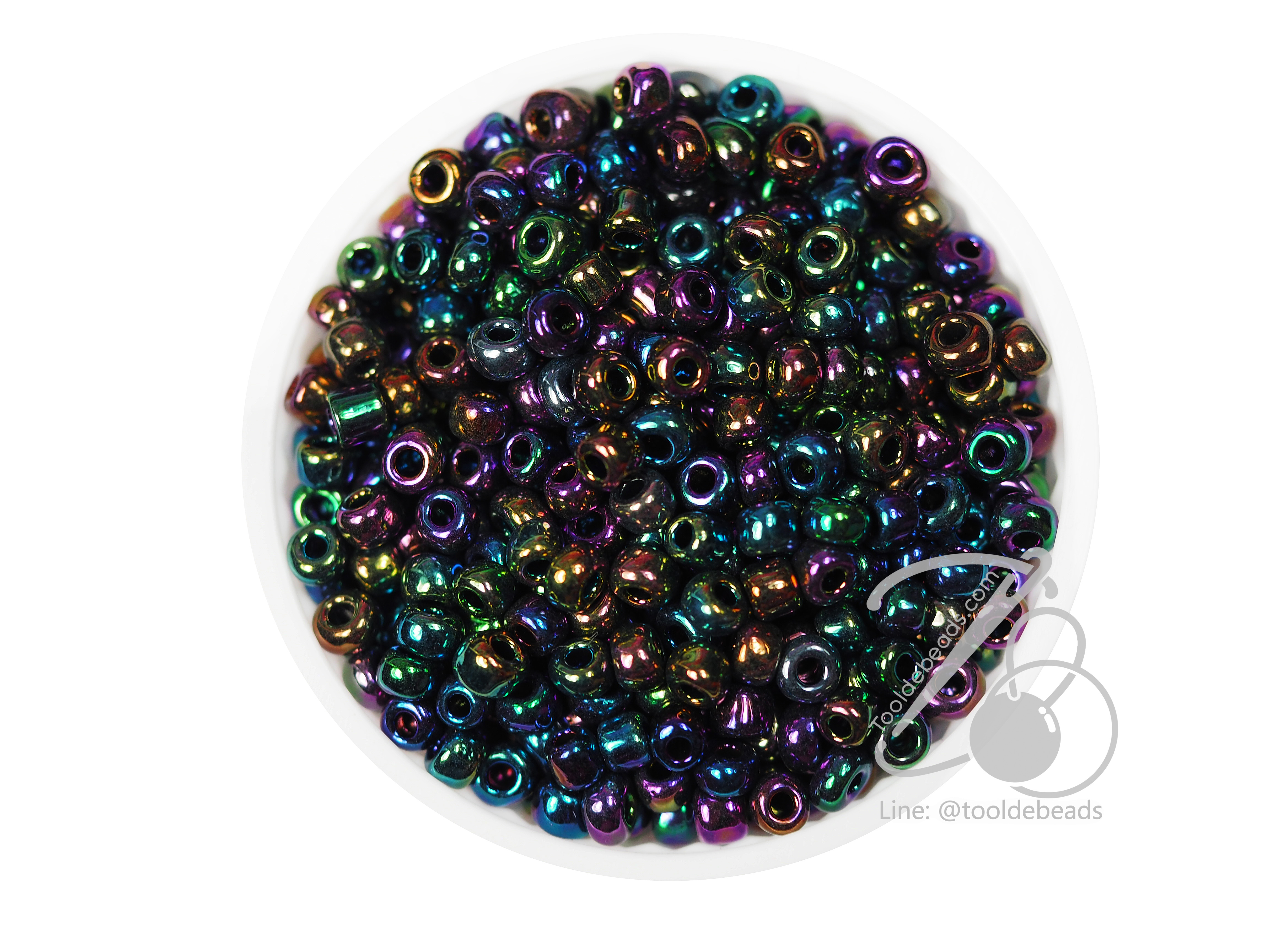 ลูกปัดเม็ดทราย 6/0 โทนมุก สีดำเหลือบ (100 กรัม) SKU-03876