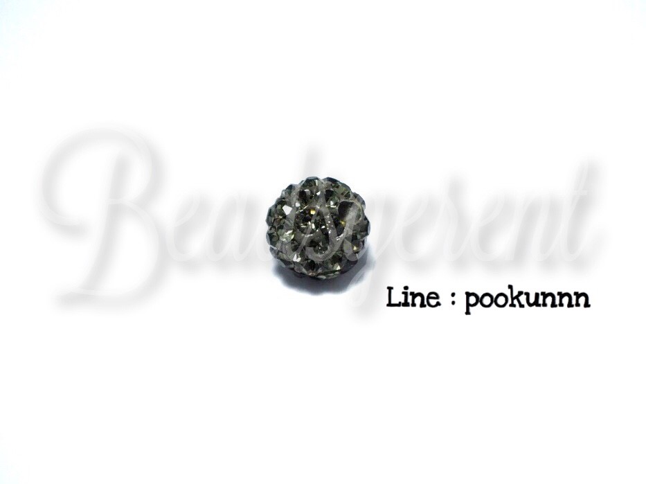 ลูกปัดฝังเพชร 8มม. สีเทา (1 ชิ้น) SKU-01599