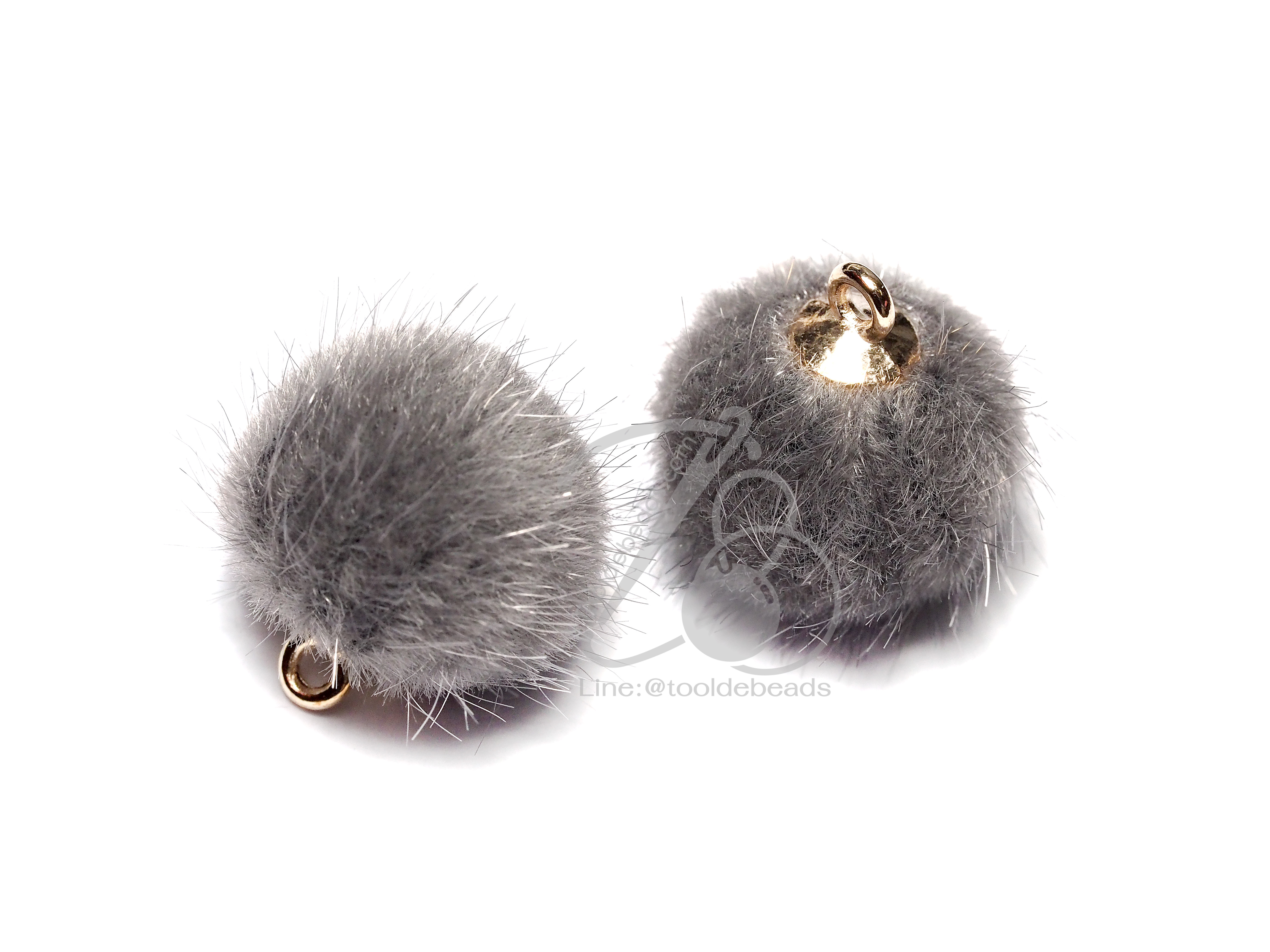 จี้บอลขน 16มม. สีเทา (1 ชิ้น) SKU-05828