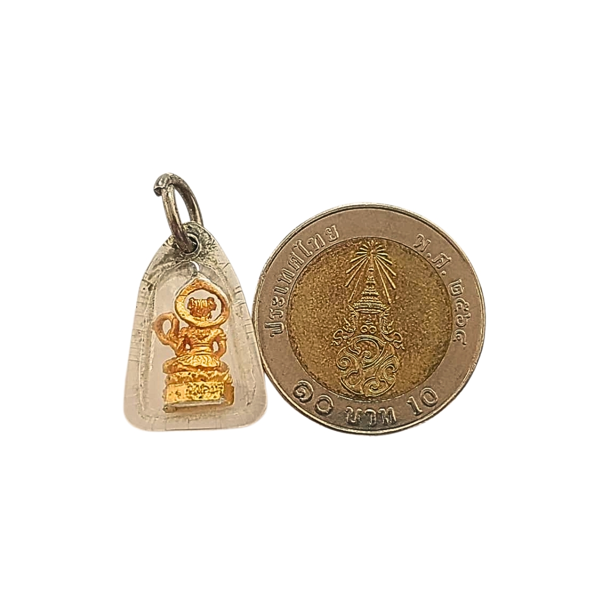 รูปหล่อลอยองค์เทพเจ้านาจาซาไท้จื้อศาลเจ้าหล่าจาซาไท้จื้อต.อ่างศิลาจ.ชลบุรีขนาดเล็กมากรุ่น1เนื้อกะไหล่ทอง