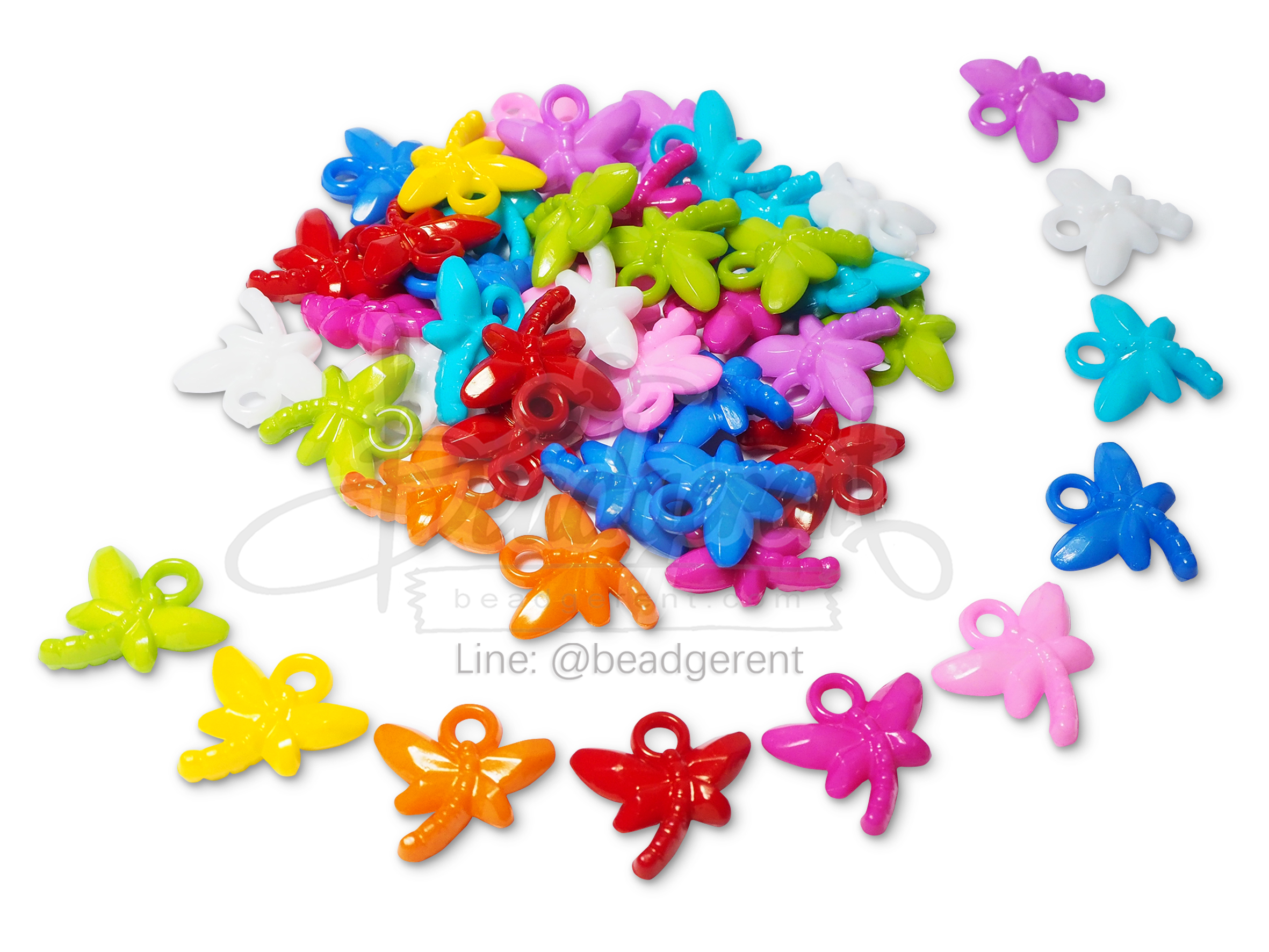 จี้อะคริลิค 18มม. ลายแมลงปอ (100 กรัม) SKU-05099