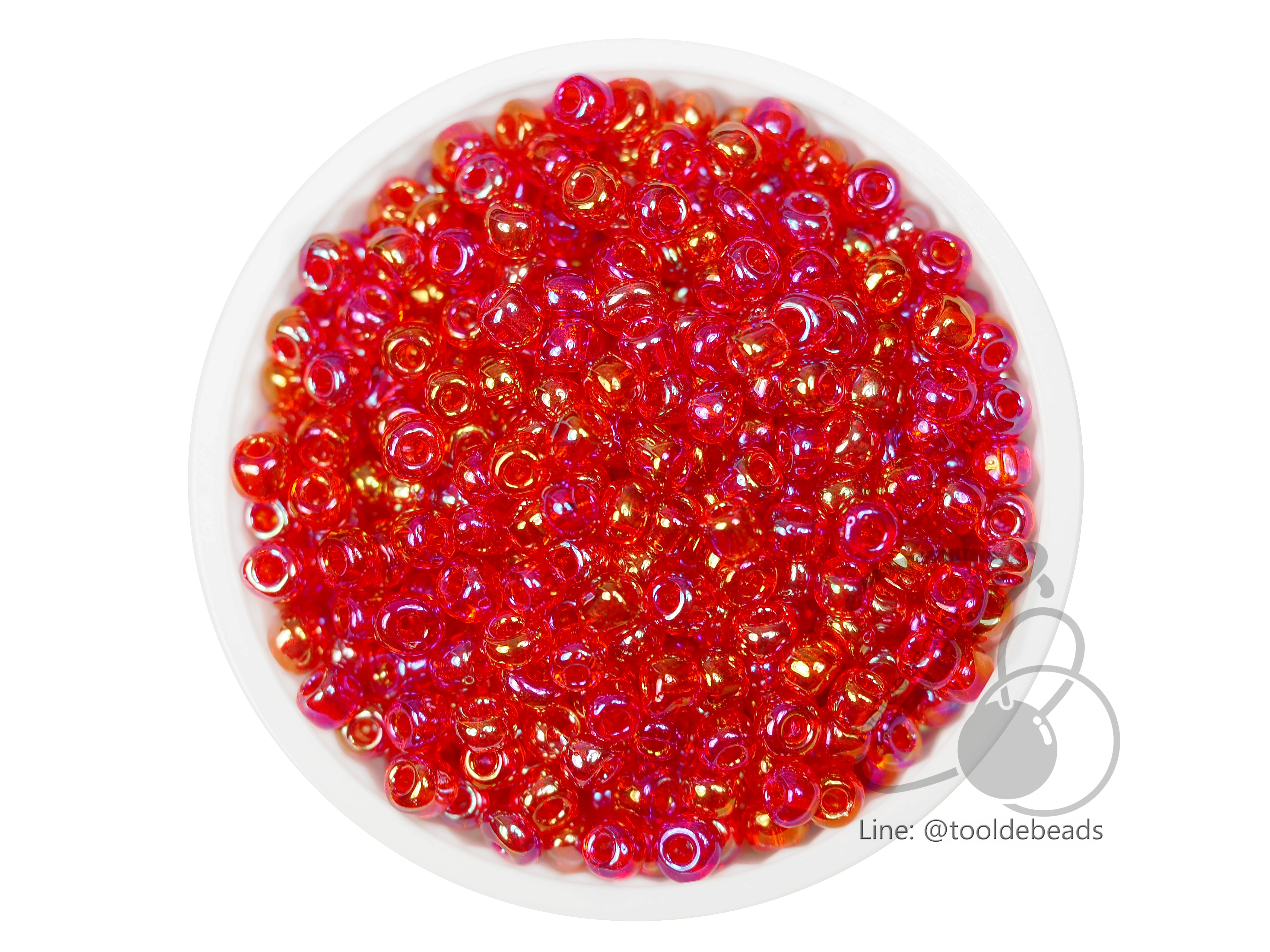 ลูกปัดเม็ดทราย 6/0 โทนรุ้ง สีแดง (450 กรัม) SKU-03910