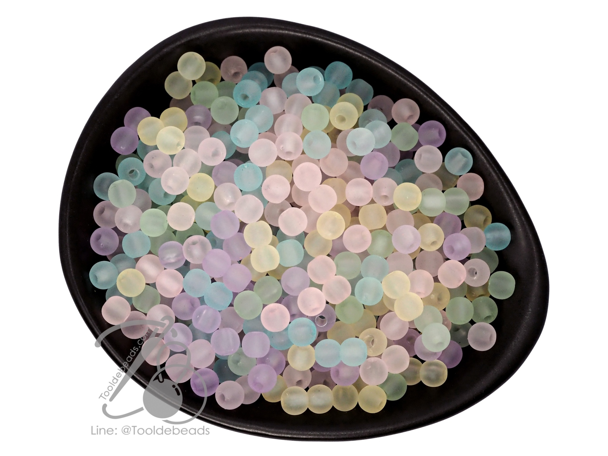 ลูกปัดเนื้อทราย 6มม. ทรงกลม สีพาสเทล (500 กรัม) SKU-11906