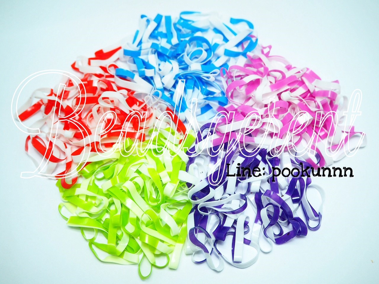 หนังยางรัดผม 3.5มม. สีผสม 15 เส้นใหญ่ (1 กิโลกรัม) SKU-05352