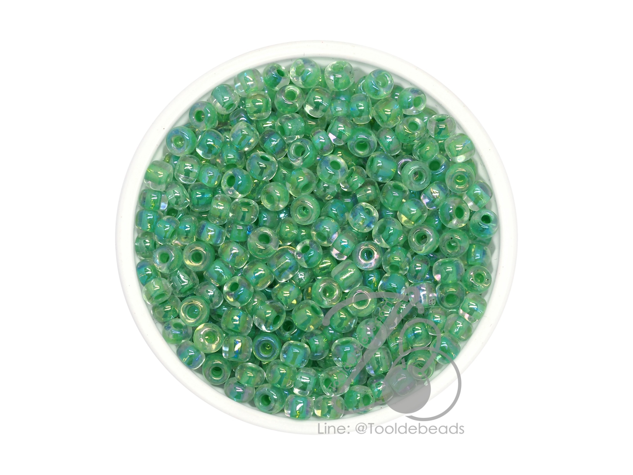 ลูกปัดเม็ดทราย 6/0 สอดไส้ สีเขียว (450 กรัม) SKU-08762