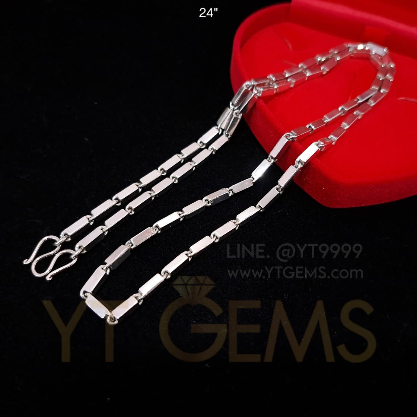 สร้อยคอ เงินแท้ ลายปล้อง เหลี่ยม (ตัน) 3 มม. 24 นิ้ว YTG-11908 YTGEMS whole