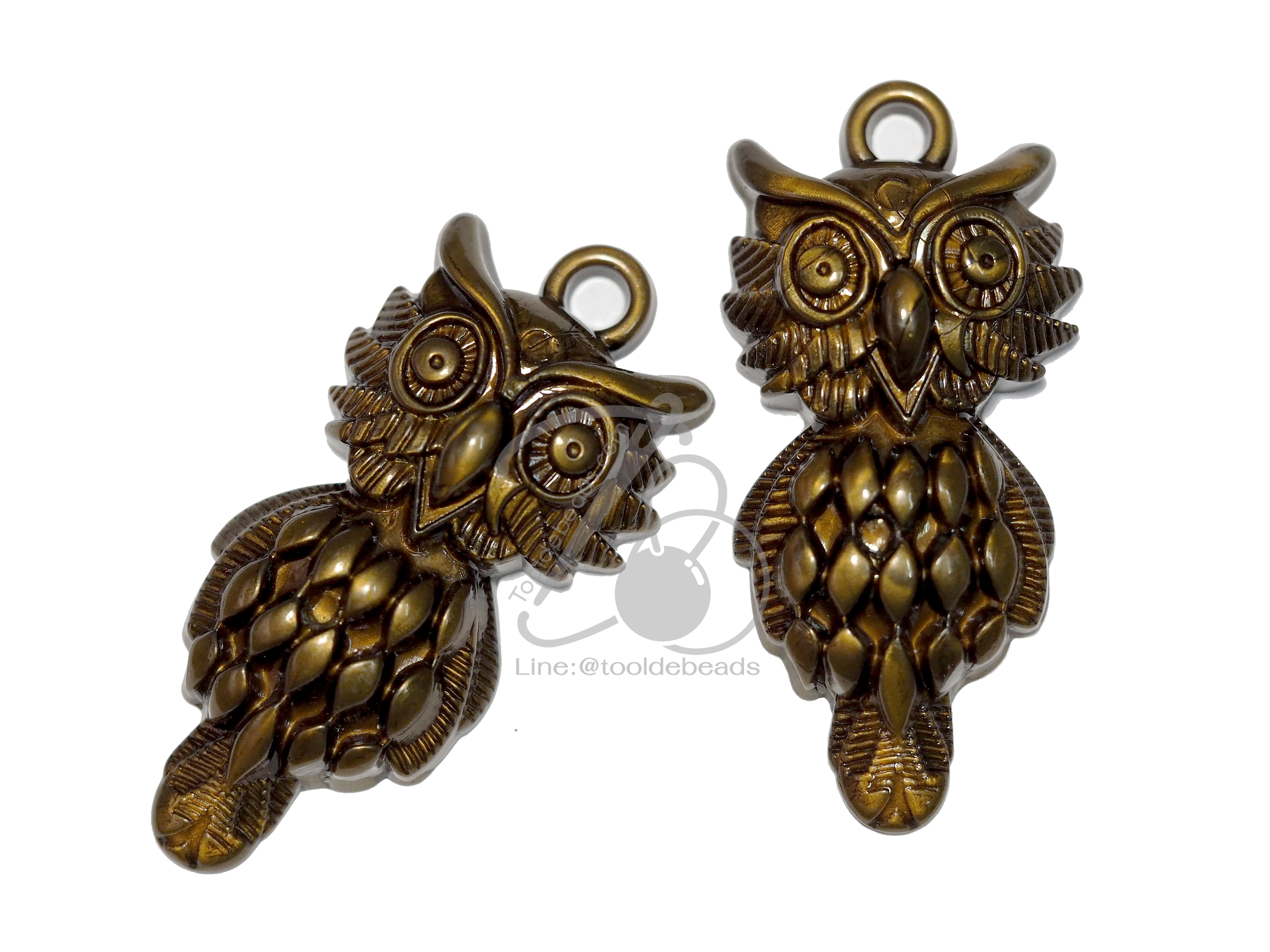 จี้อะคริลิค 28*53มม. ลายนกฮูก สีสนิม (100 กรัม) SKU-05858