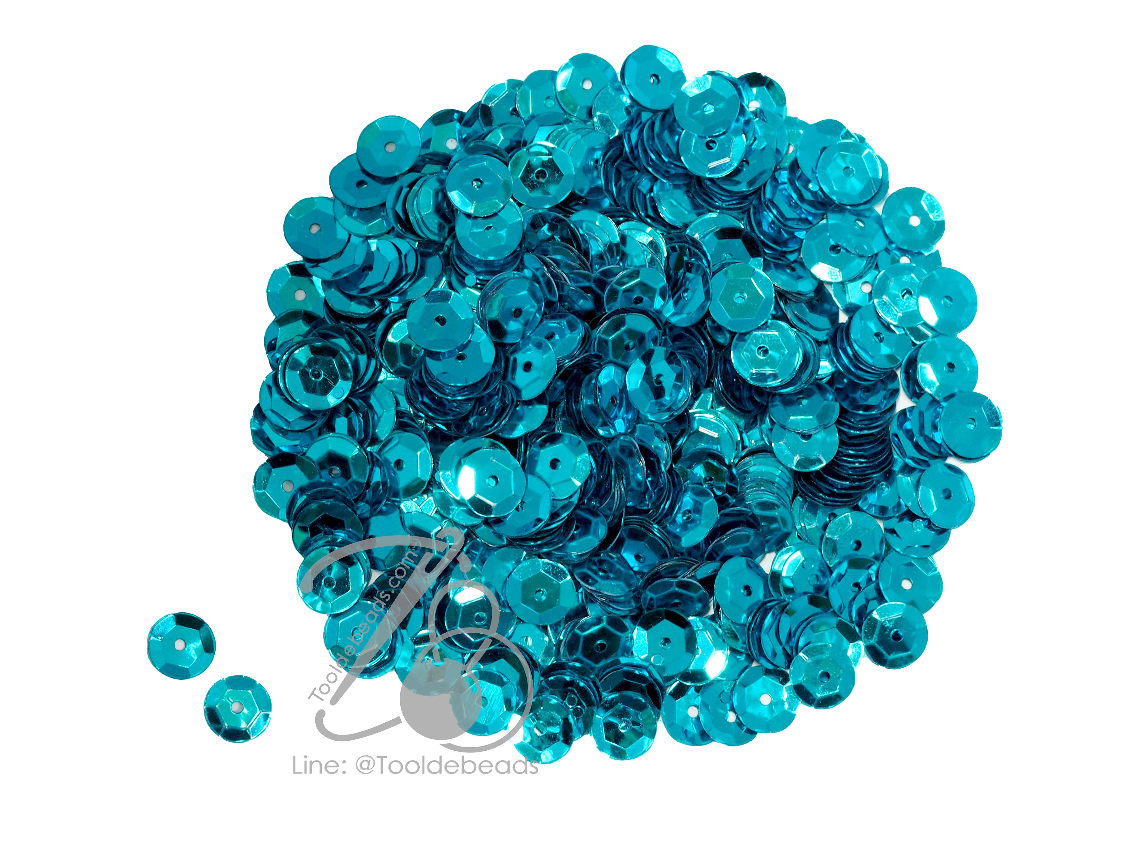 เลื่อมจาน สังกะสี 8มม. สีฟ้า (500 กรัม) SKU-15193