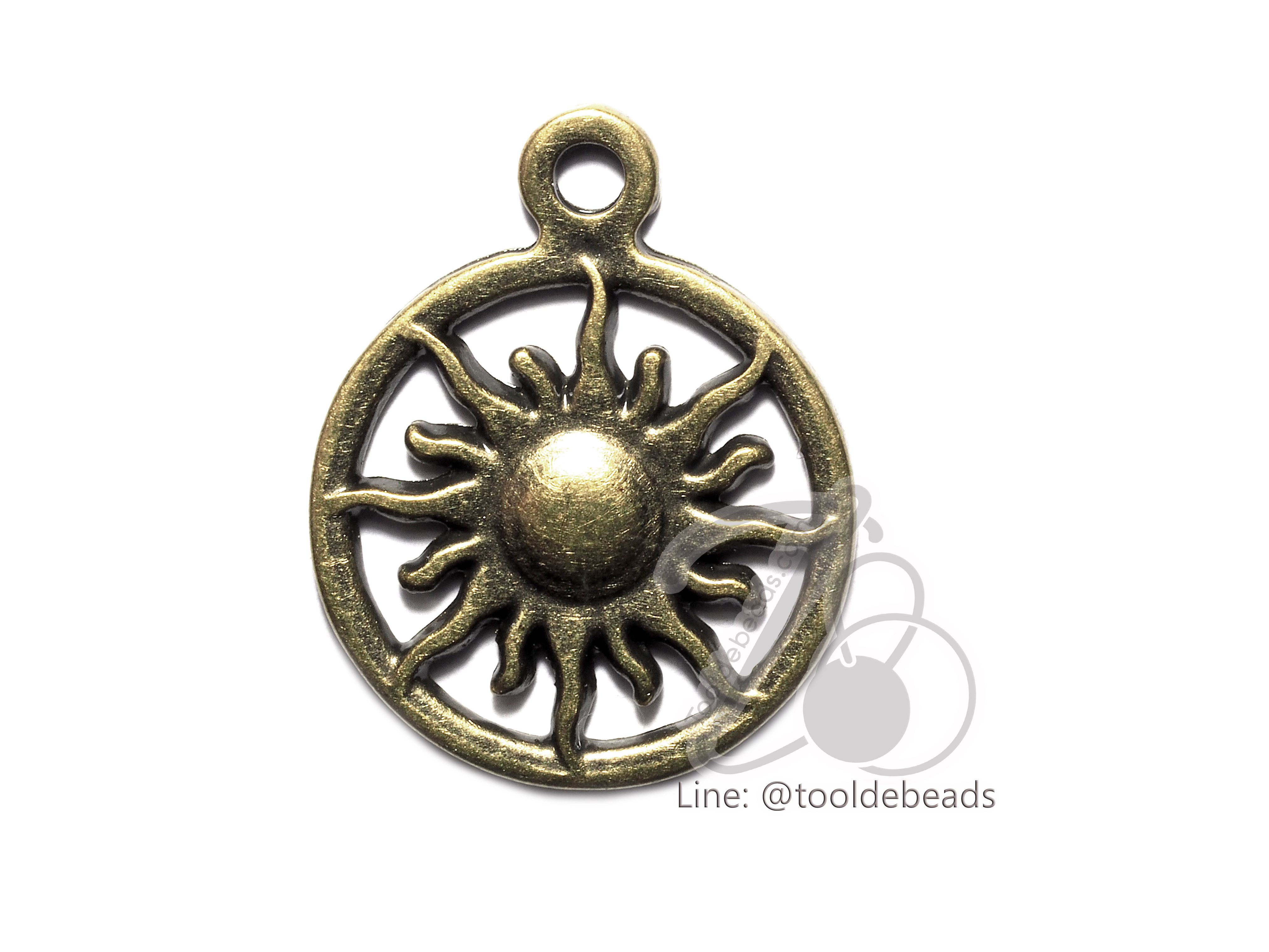จี้เหล็ก 363 16มม. ลายพระอาทิตย์ สีสนิม (1 ชิ้น) SKU-00844