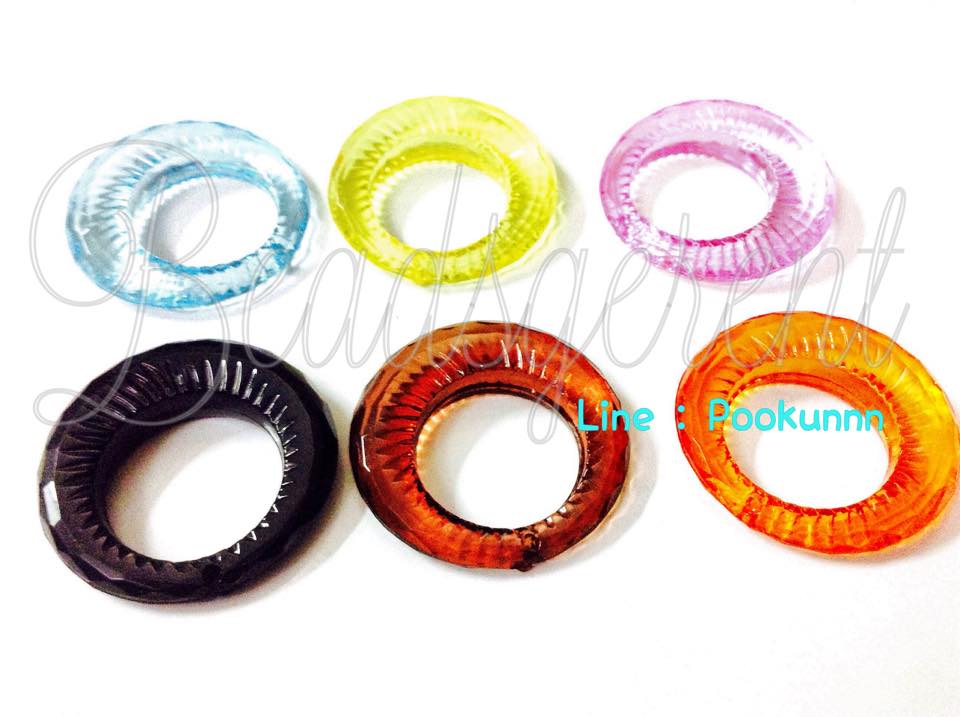 ลูกปัดสีใส 30มม. ลายกลมรูกลาง (500 กรัม) SKU-04527