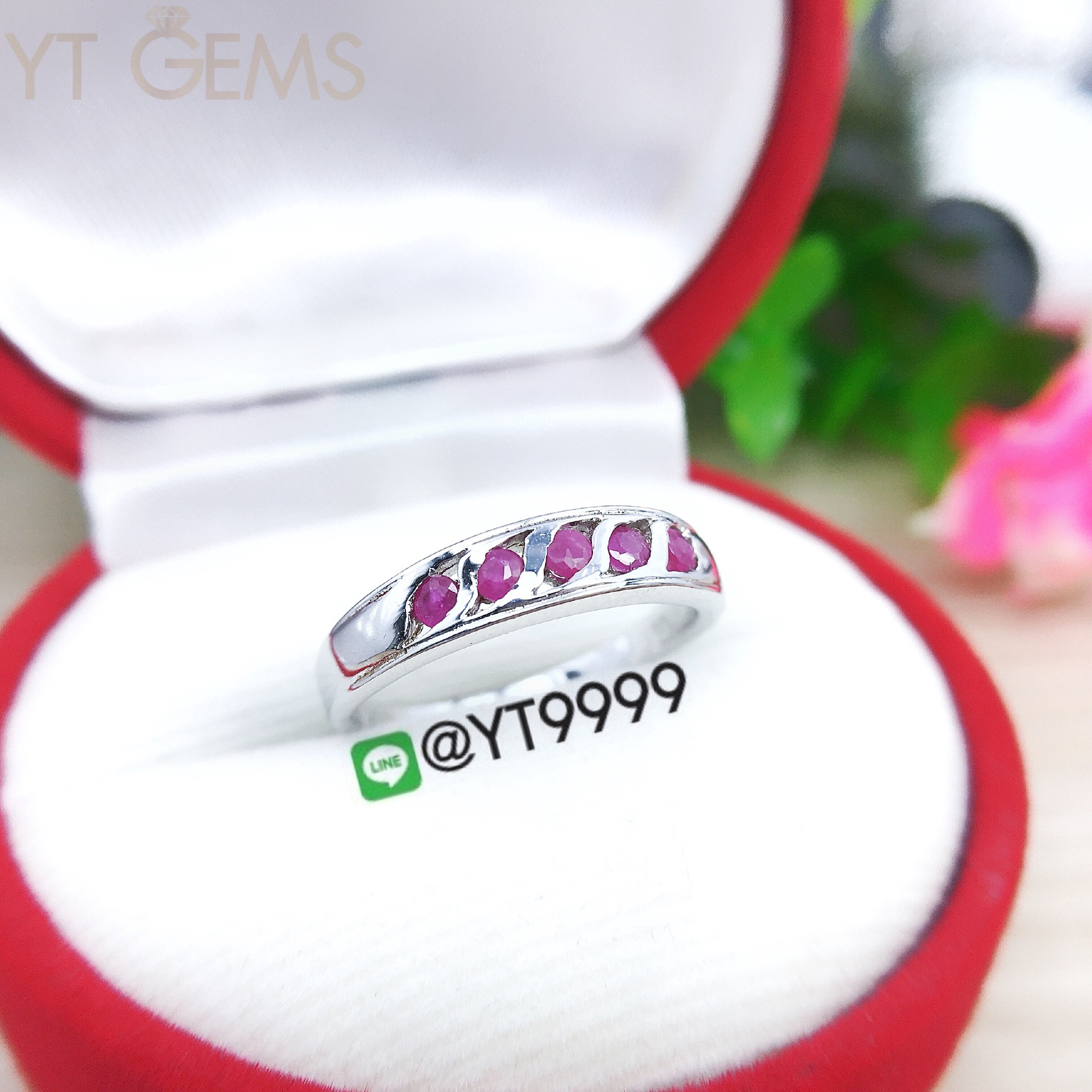 แหวนเงินแท้92.5% ชุบทองคำขาว แหวนทับทิมแท้ พลอยทับทิมแท้ YTG-2813 YTGEMS