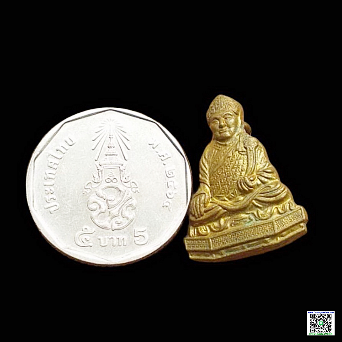 เข็มกลัดไต้ฮงกงโจวซือเนื้อทองฝาบาตรเก่า