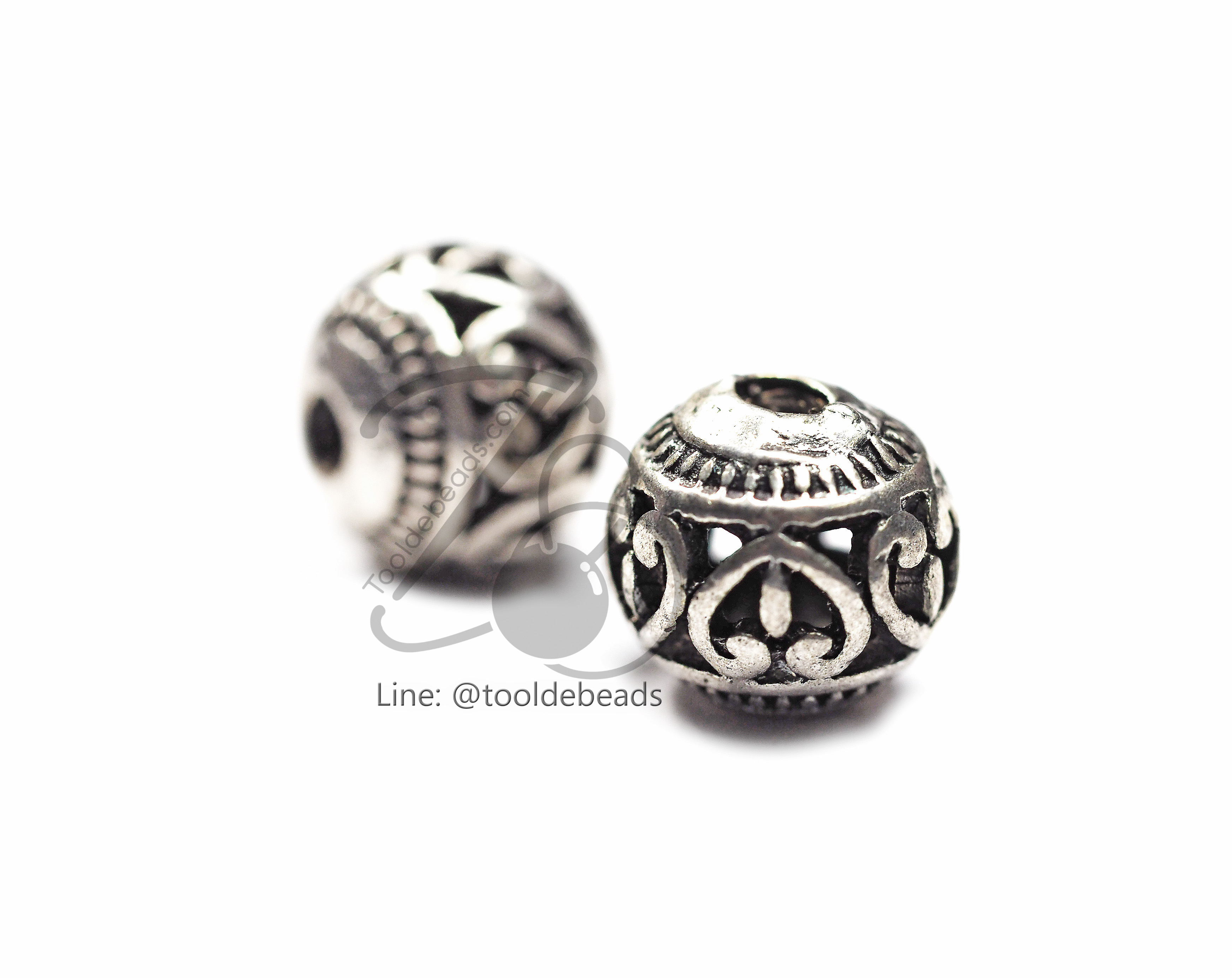 ลูกปัดโรเดียม 138 8มม. ทรงกลมฉลุ ( 1 ชิ้น) SKU-03324