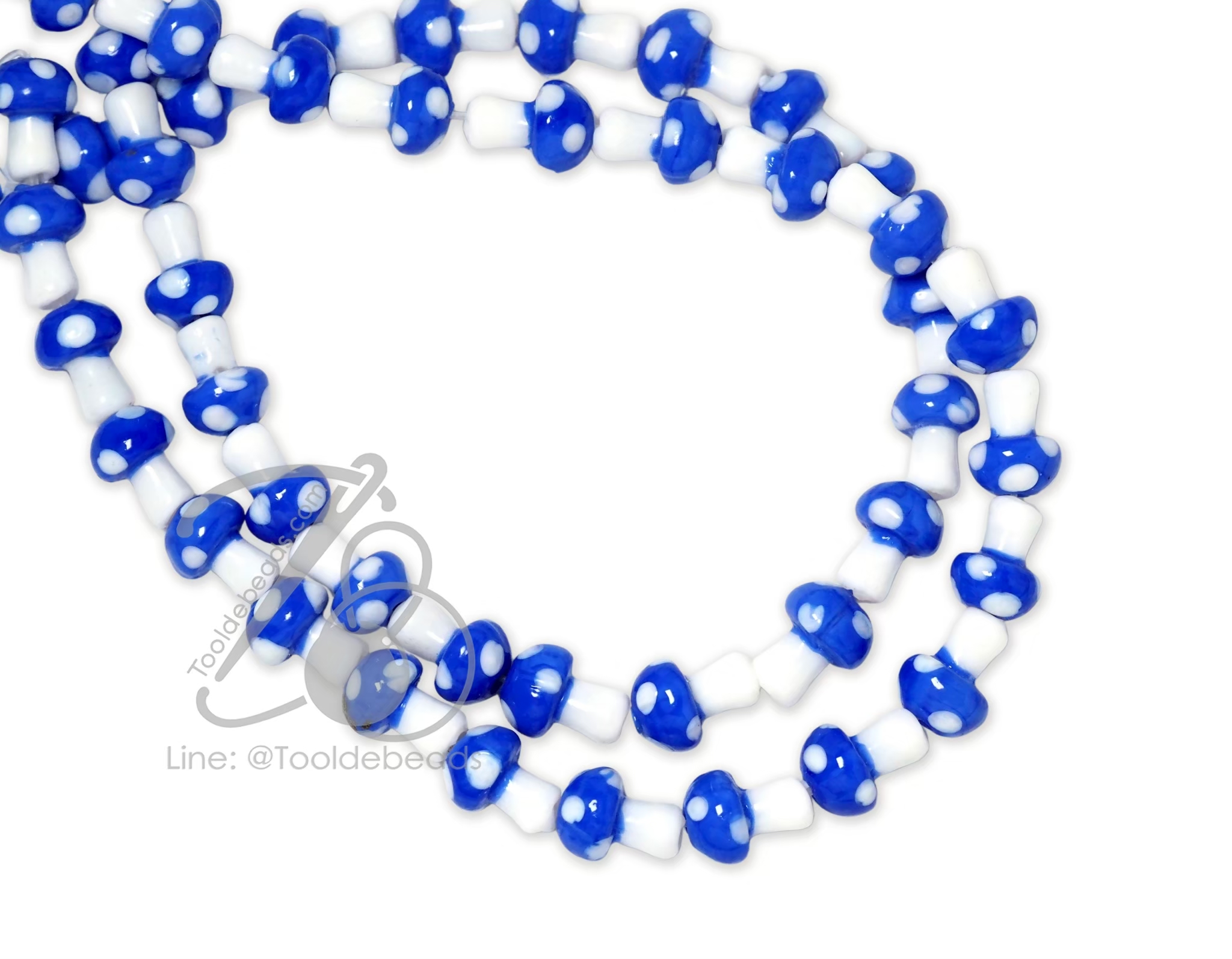 ลูกปัดแก้ว 10*13มม. ทรงเห็ด (23 เม็ด) SKU-18491