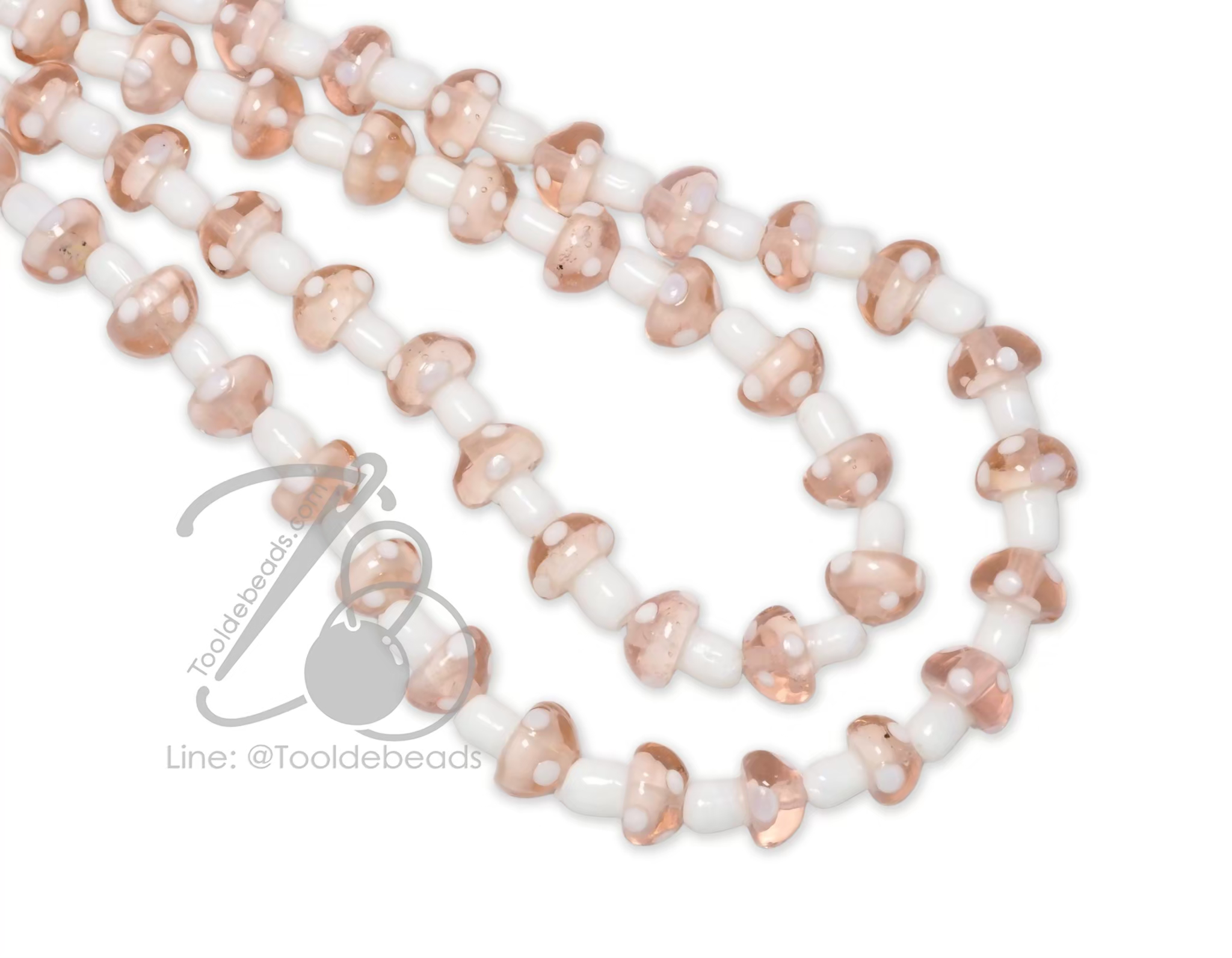 ลูกปัดแก้ว 10*13มม. ทรงเห็ด (23 เม็ด) SKU-18491