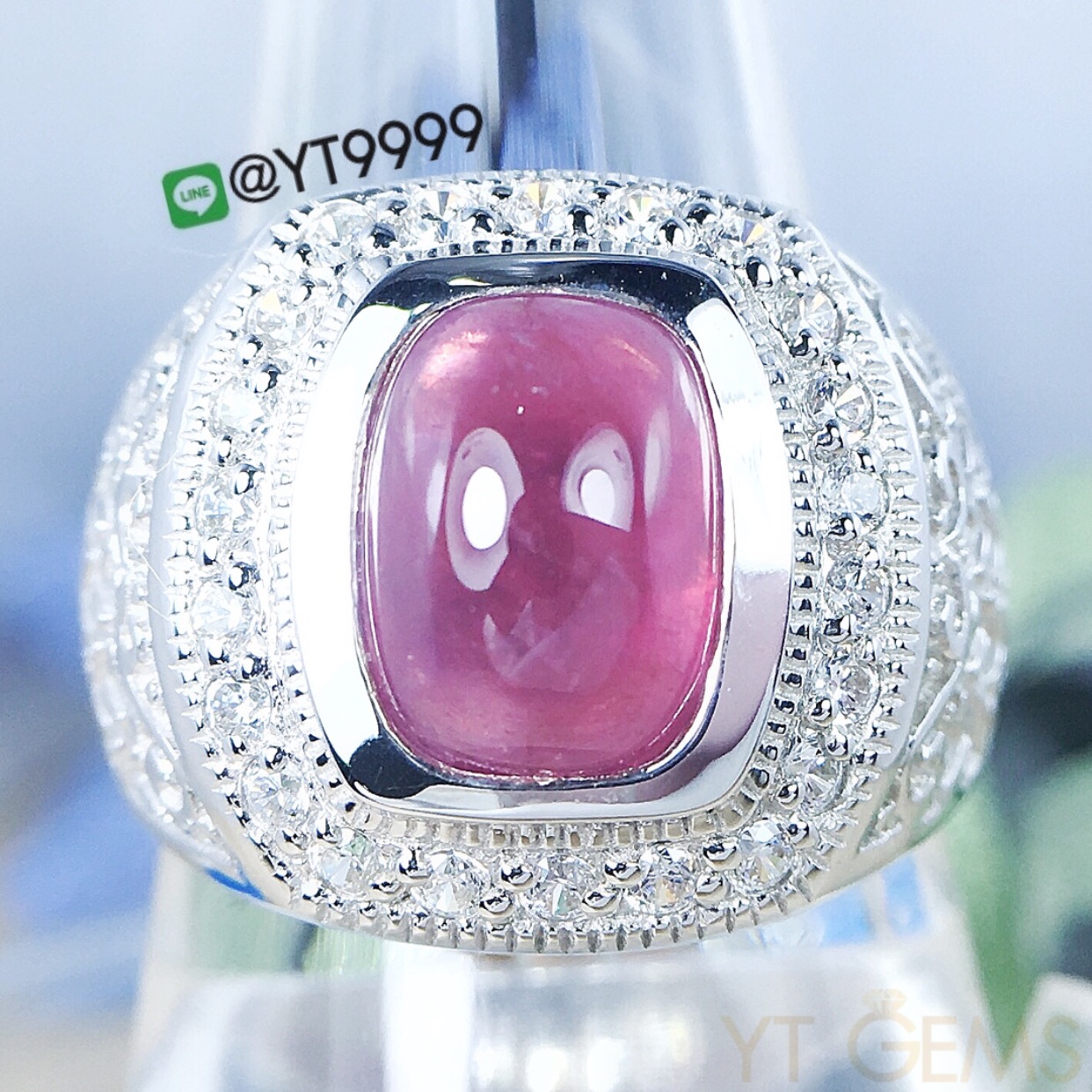 แหวนทับทิม แหวนเงินแท้92.5% ชุบทองคำขาว แหวนทับทิมแท้ พลอยทับทิมแท้ YTG-3125 YTGEMS