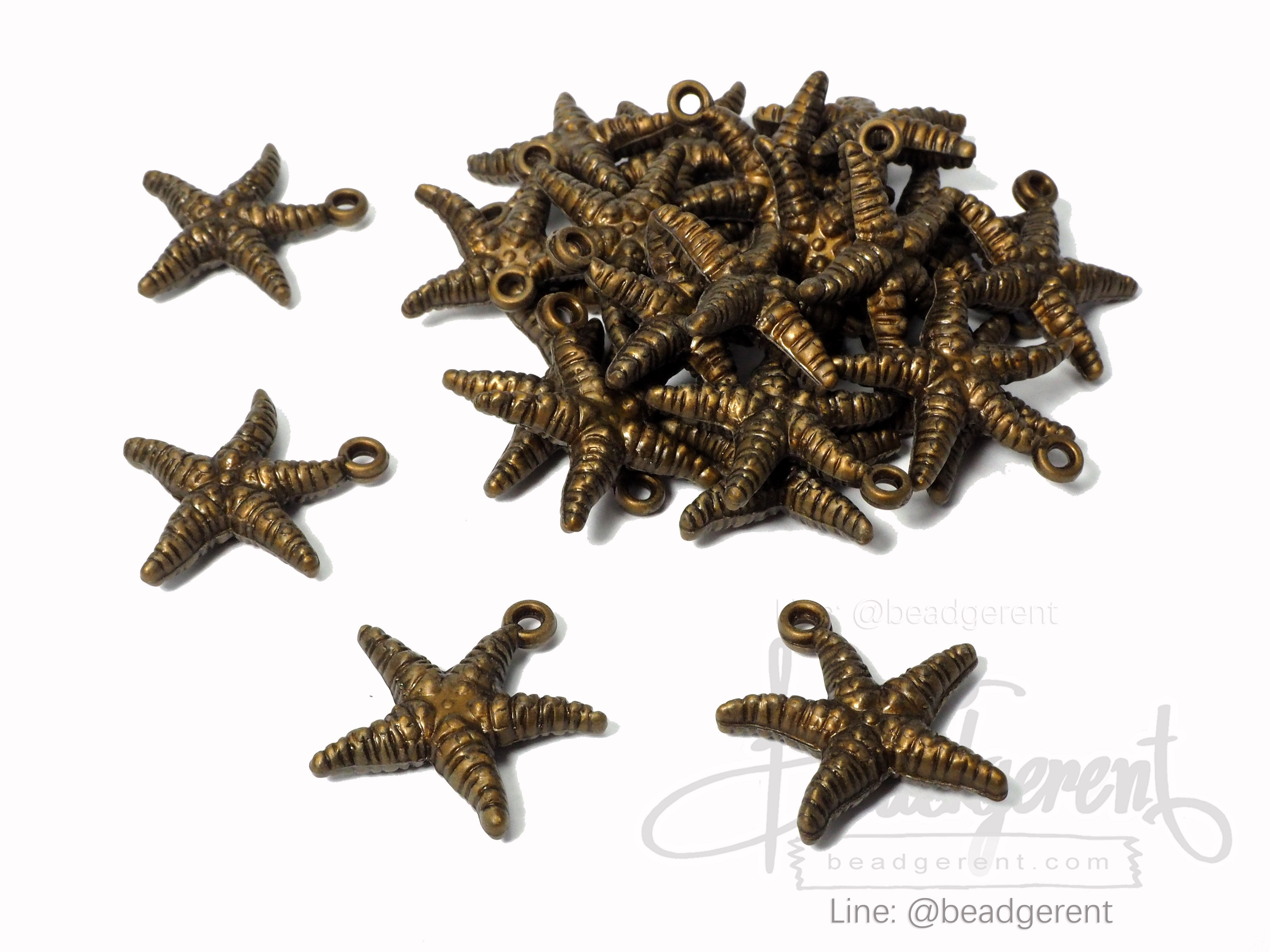 จี้อะคริลิค 28มม. ลายปลาดาว สีสนิม (100 กรัม) SKU-03113
