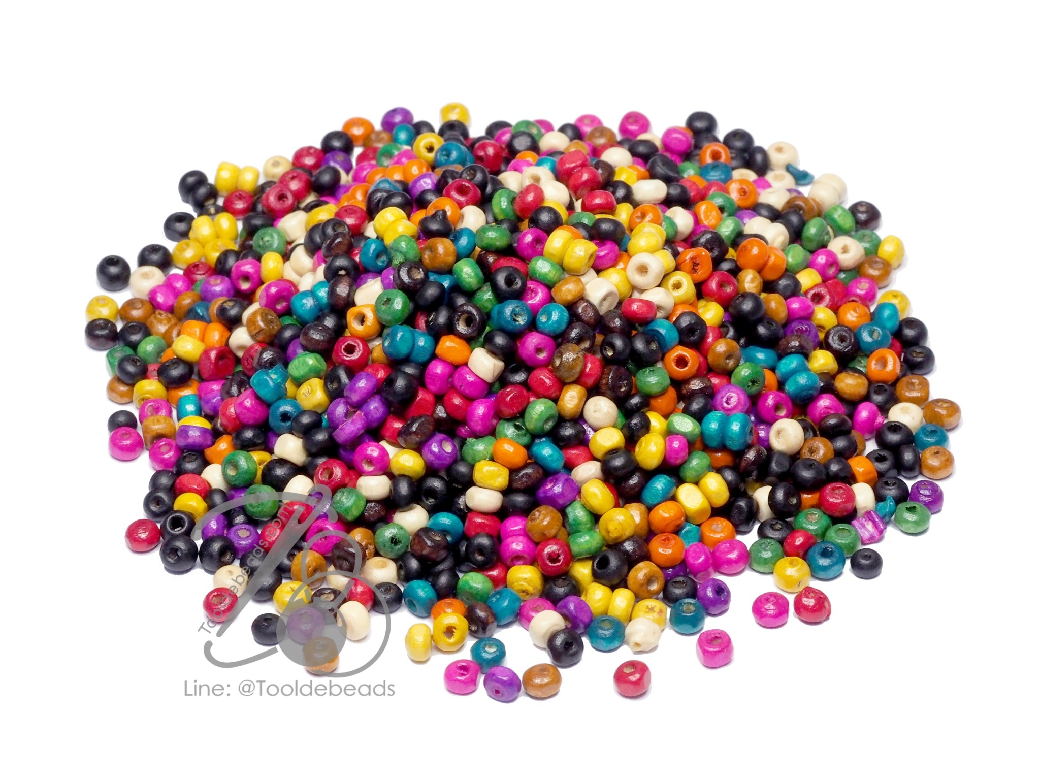 ลูกปัดไม้ 4มม. ทรงกลม (50 กรัม) SKU-12432