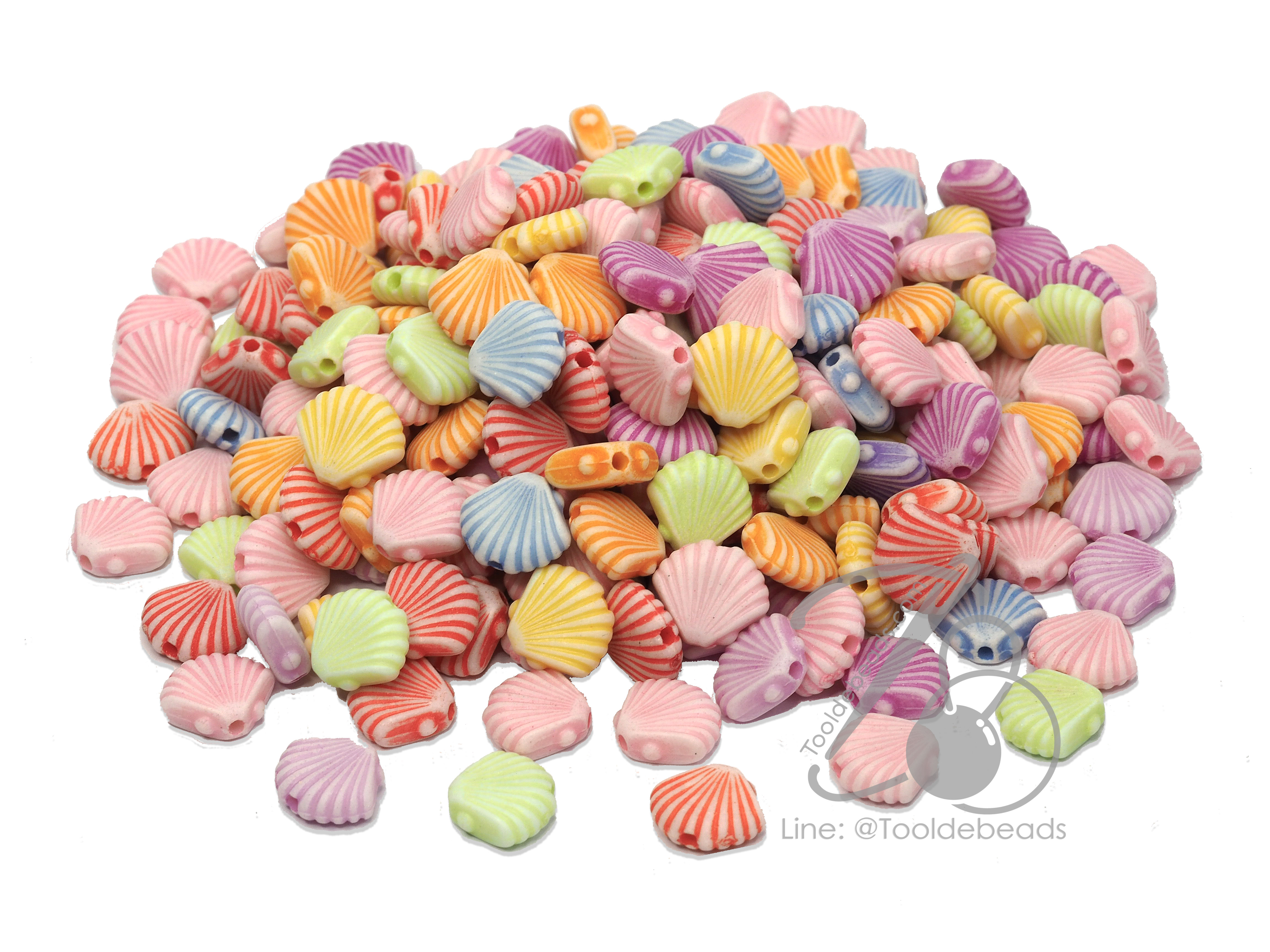 ลูกปัดแฟนซี 11มม. ลายหอยเชลล์ (100 กรัม) SKU-03162
